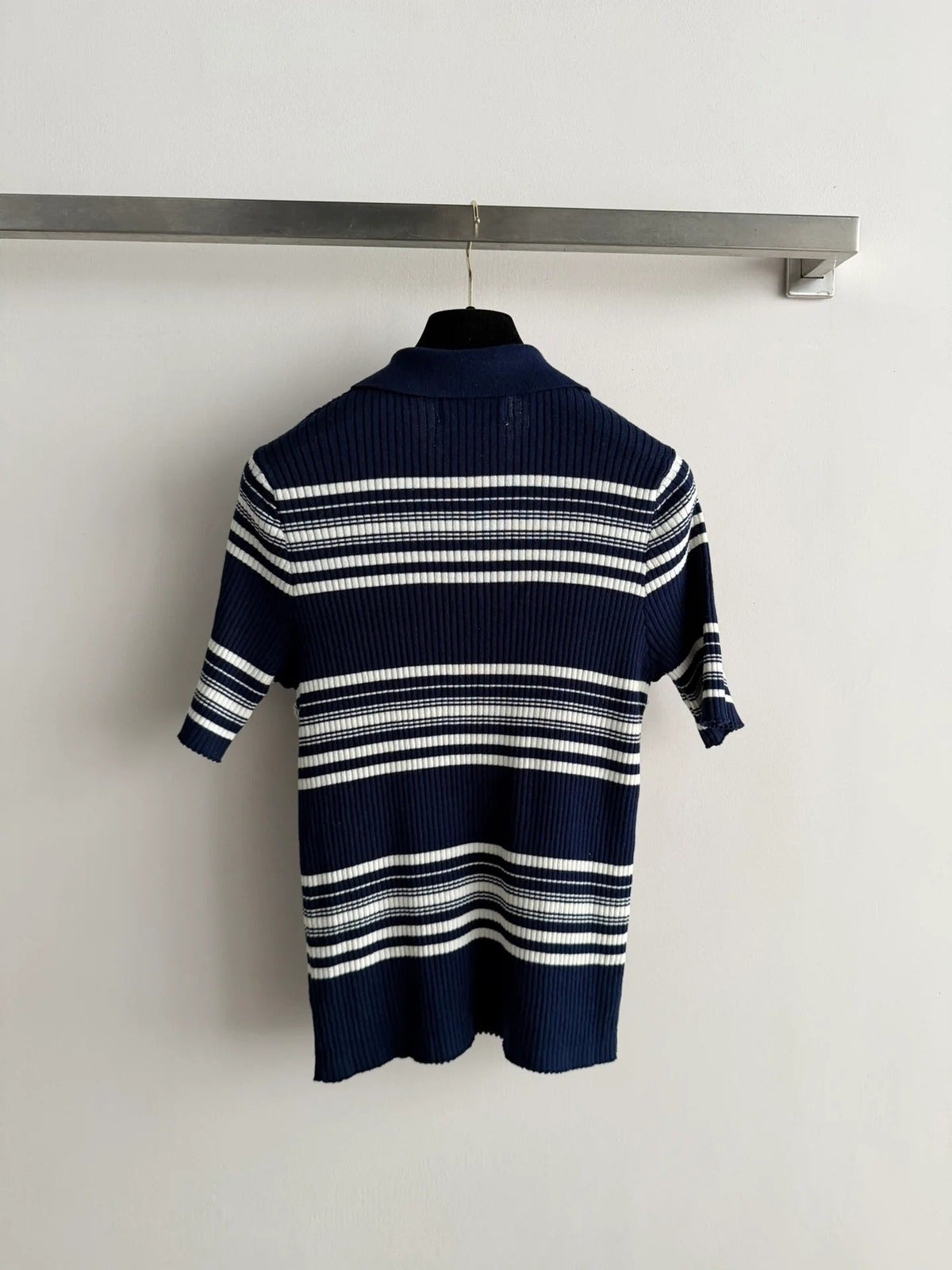 Chanel 2026 Striped Knit Polo Shirt Cashmere 166849