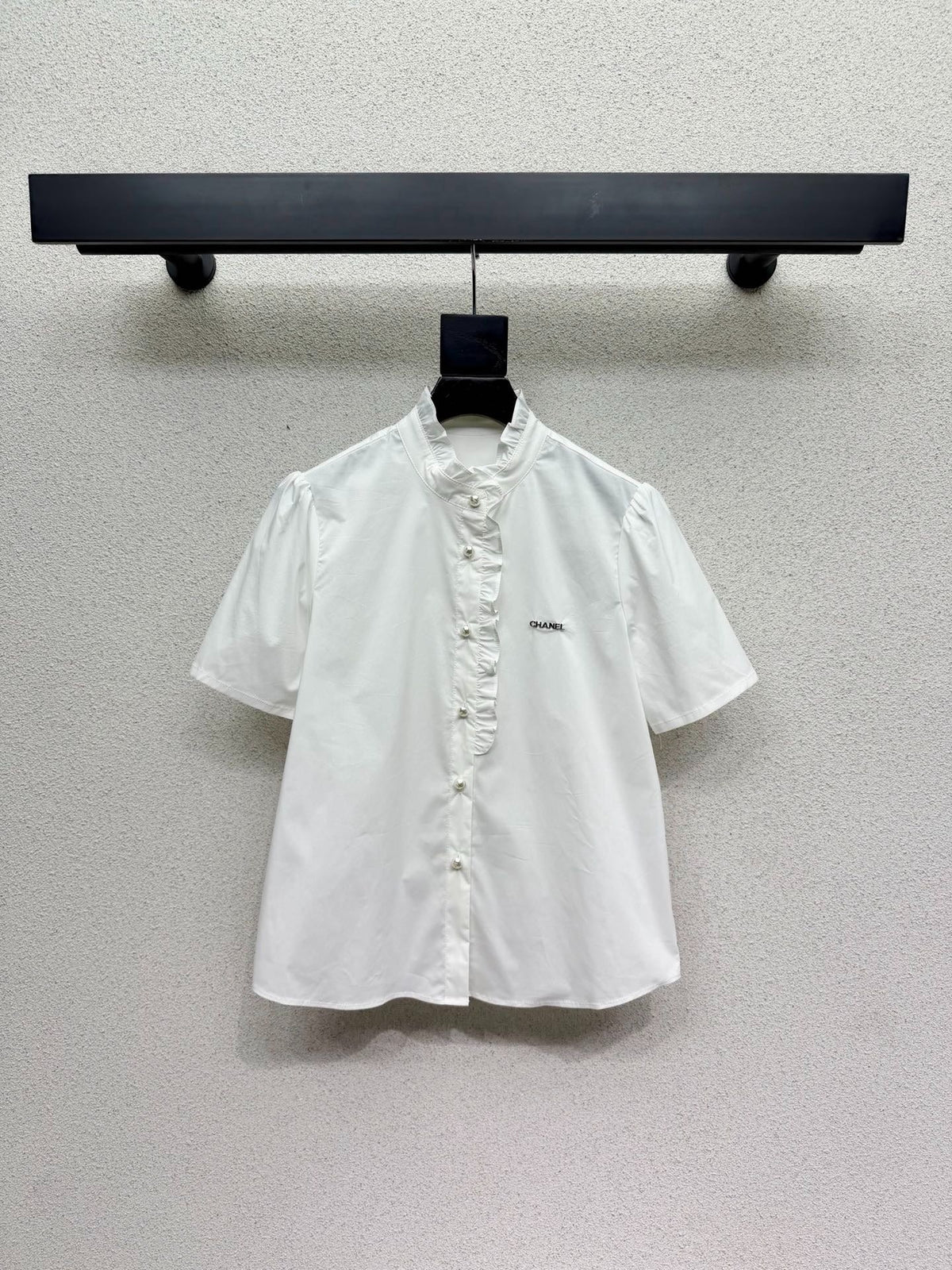 Chanel 2026 Short-sleeved Shirt Pink White Cotton 295896