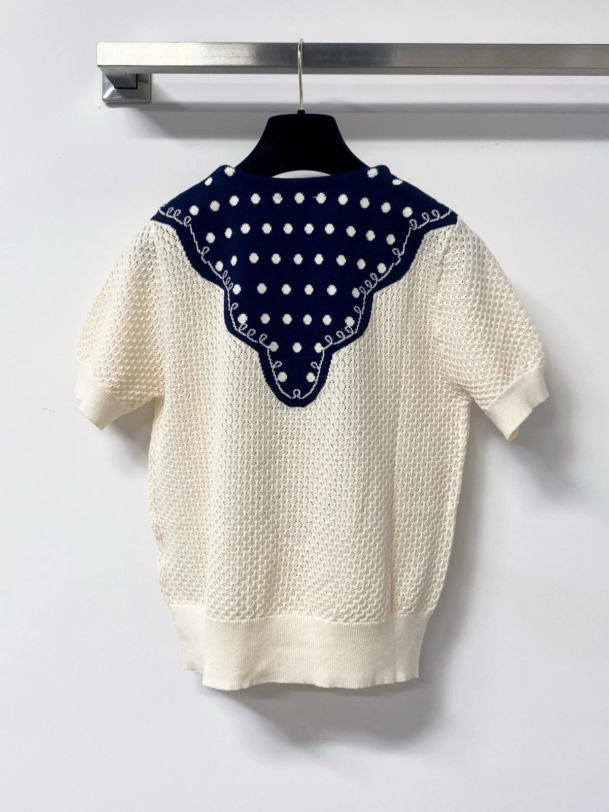 Chanel 2026 Striking Blue Sailor Short-Sleeve Shirt Cream Wool 650953