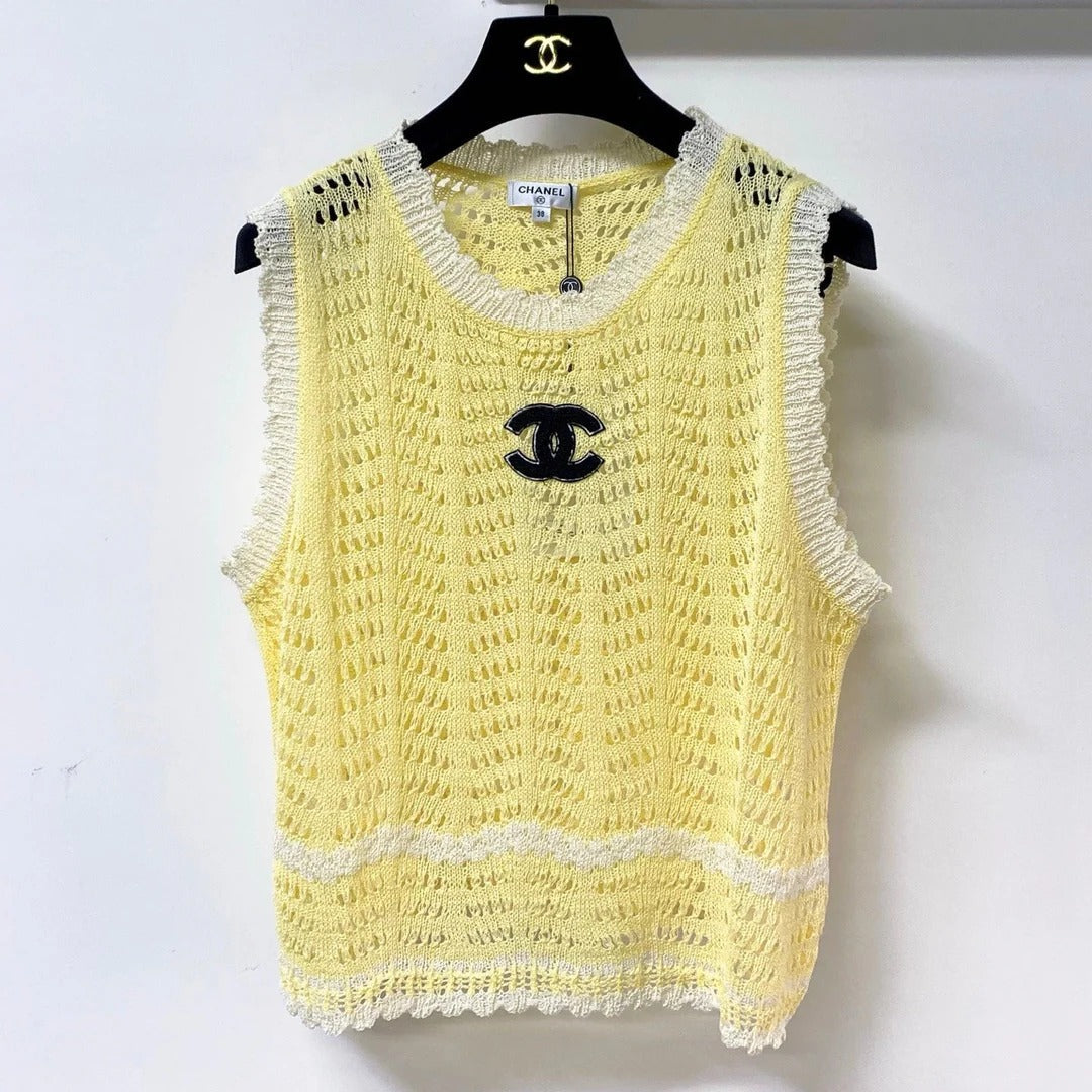 Chanel Vest Yellow in Nitrile Cotton 278195