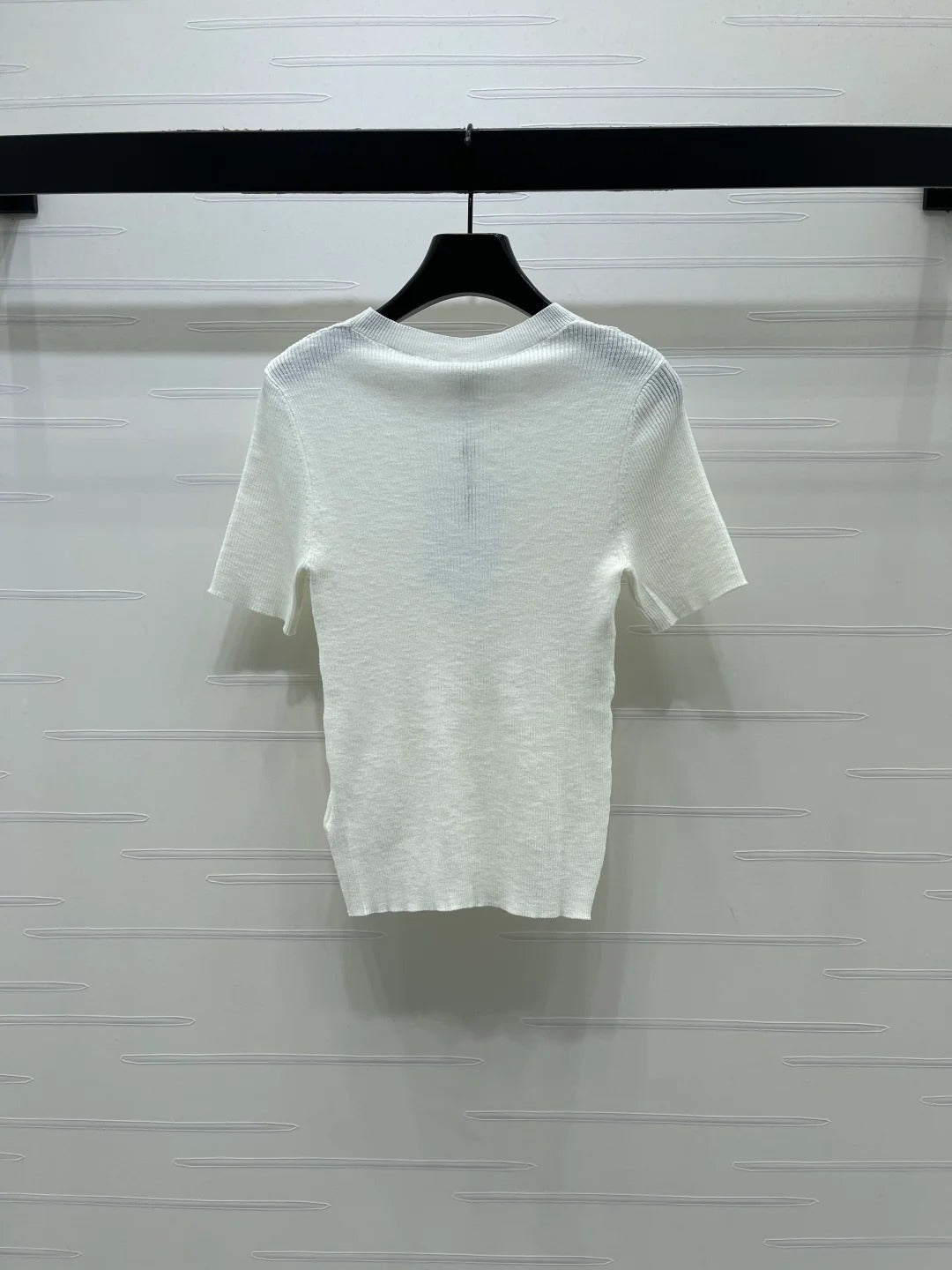 Chanel 2026 Crew Neck Double C Knit Short-Sleeve T-Shirt Cashmere 363394