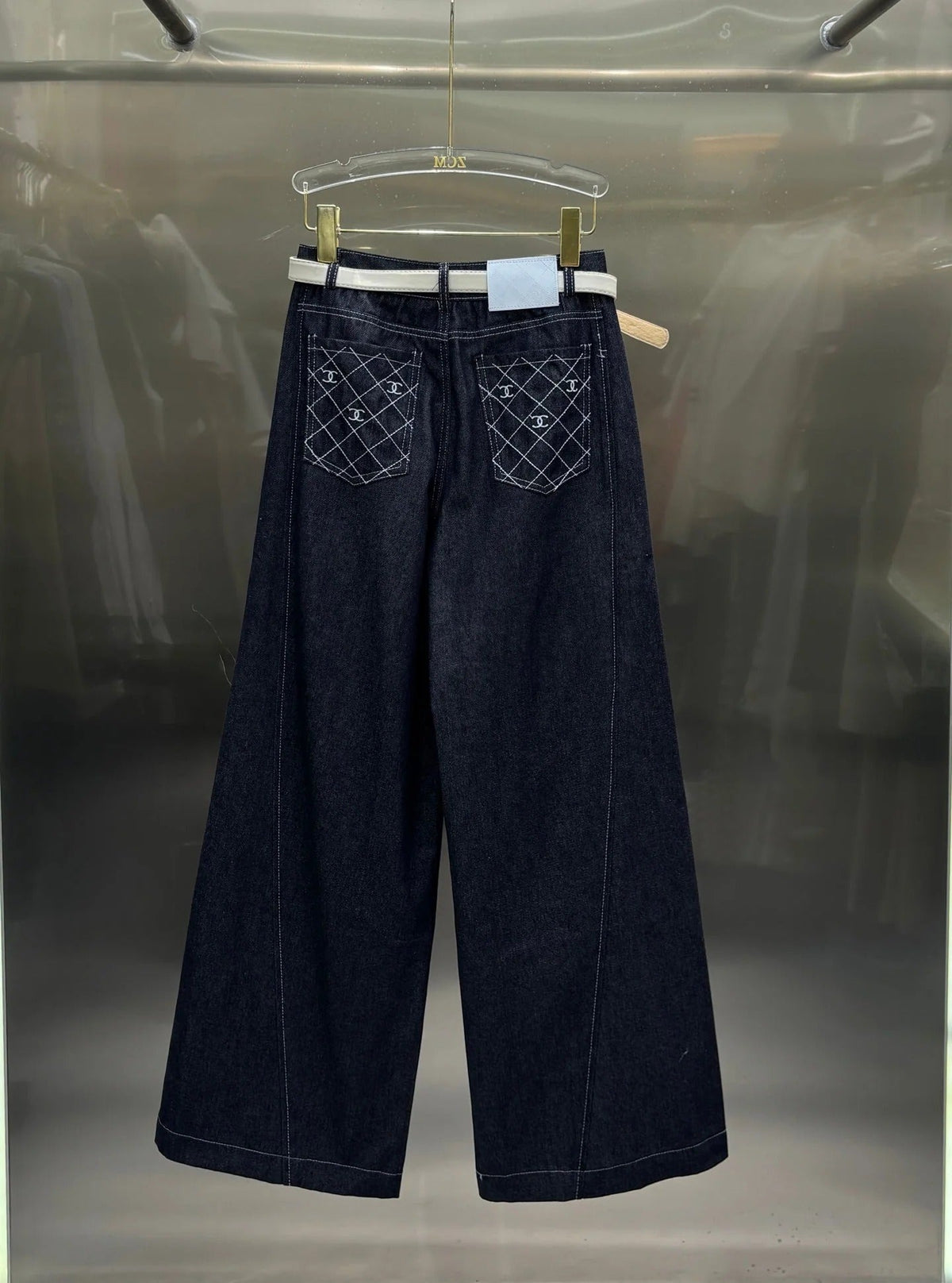 Chanel 2026 Jeans With White Belt Blue Cotton 225075