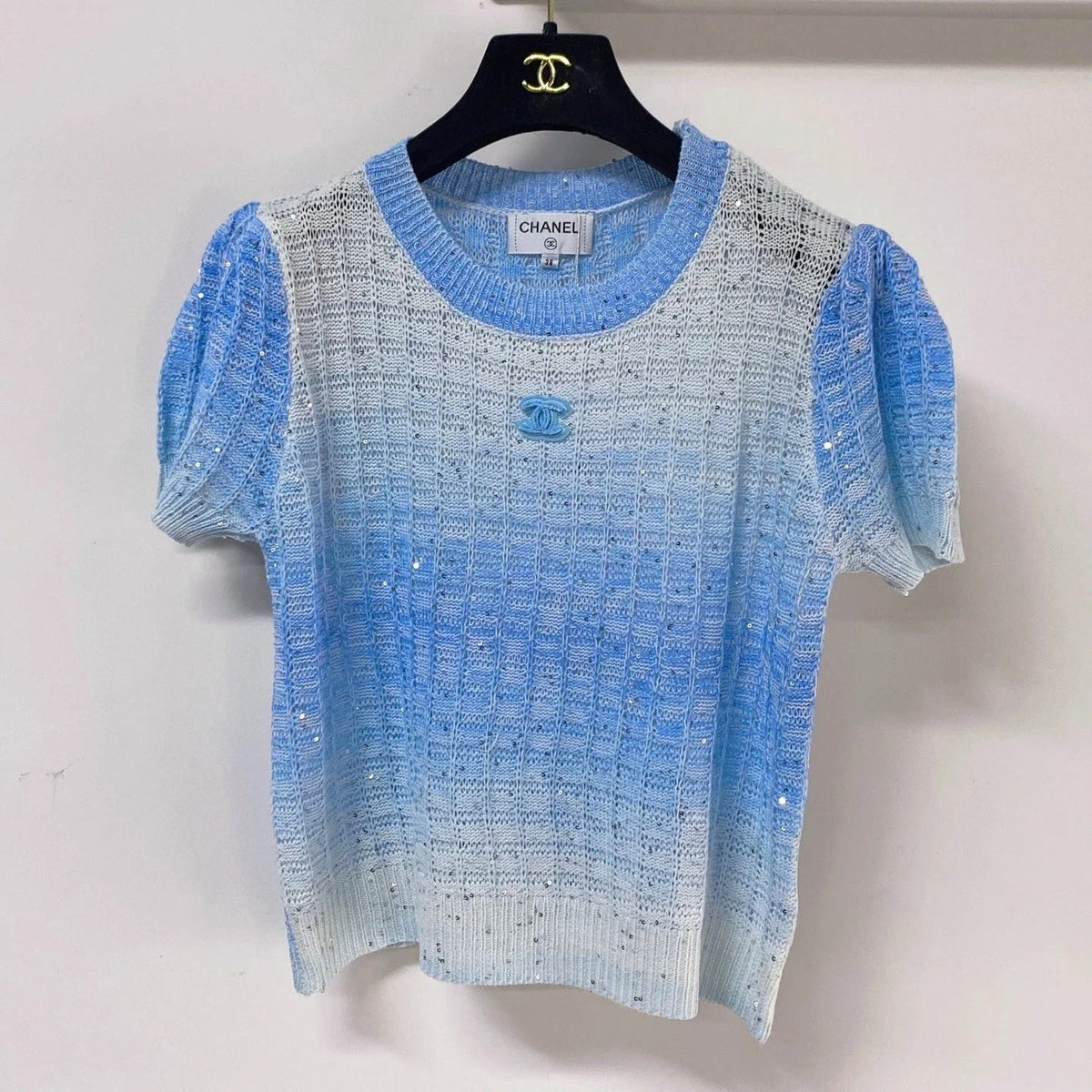 Chanel Short-Sleeve T-Shirt Blue in Wool 283190