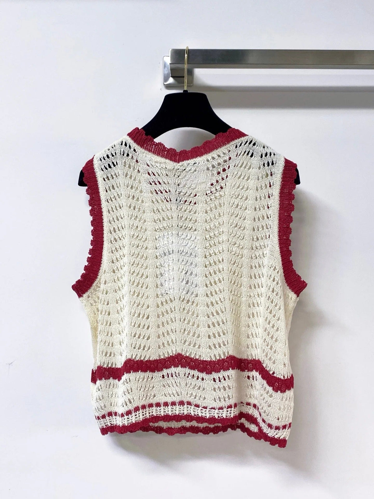 Chanel Vest Beige Red in Nitrile Cotton 278196