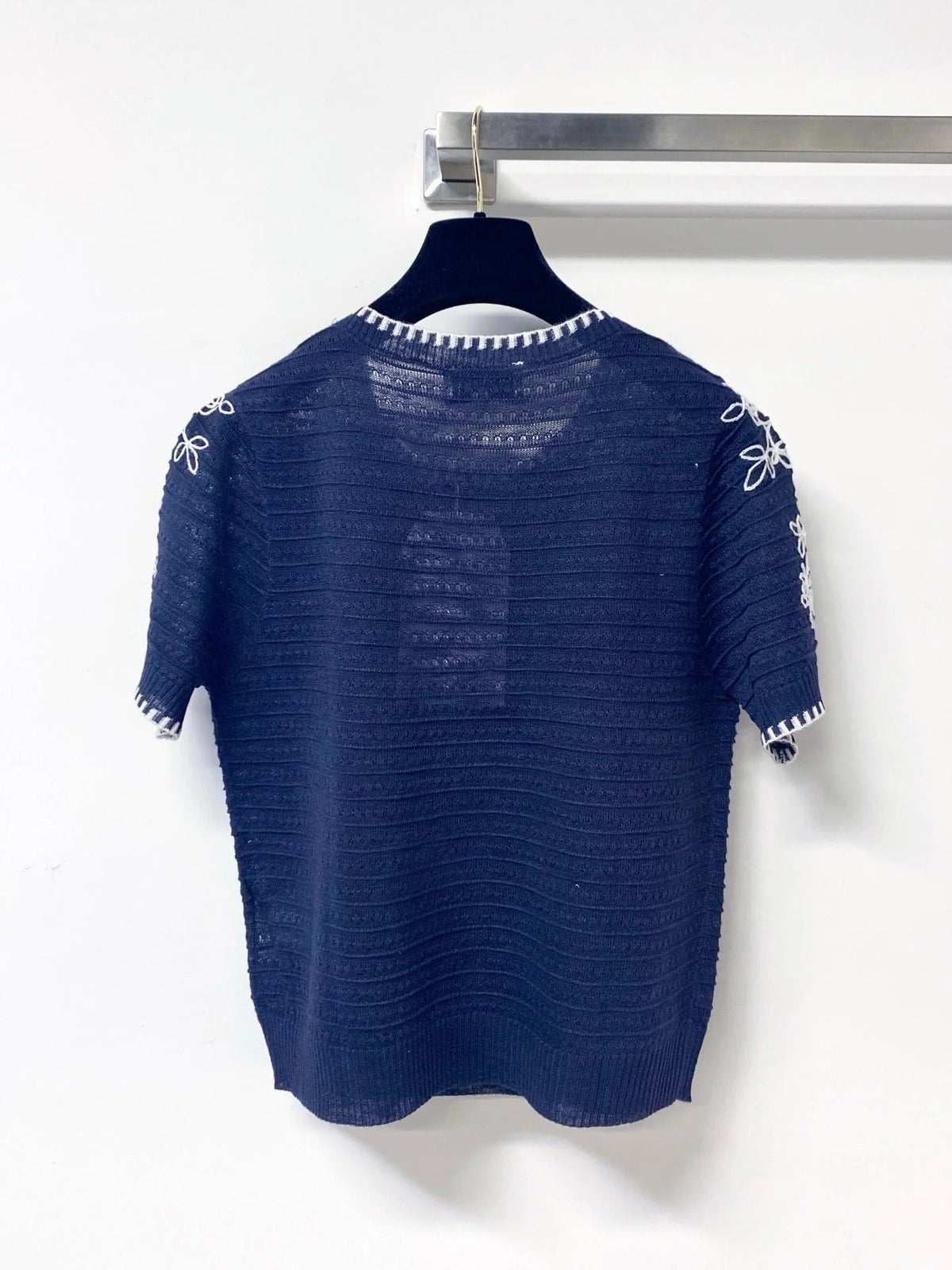 Chanel Short-Sleeve T-Shirt Navy Blue in Wool 305894