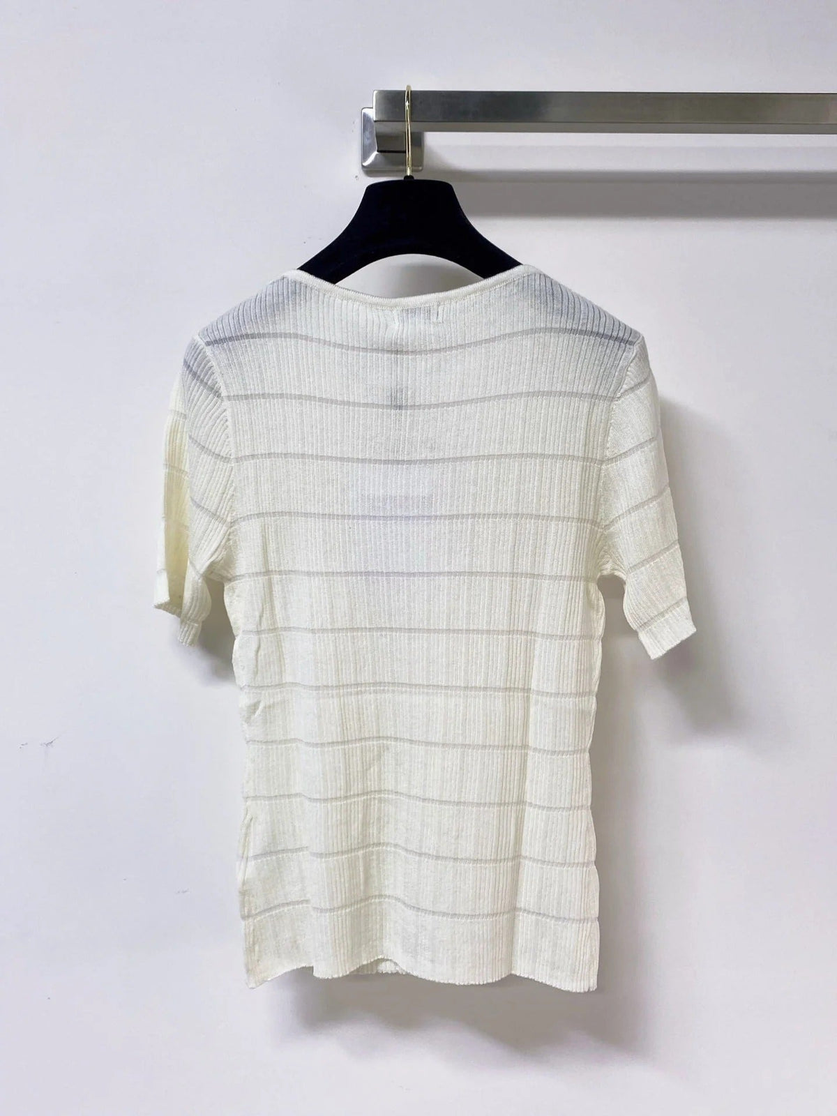 Chanel Short-Sleeve T-Shirt White in Wool 305807