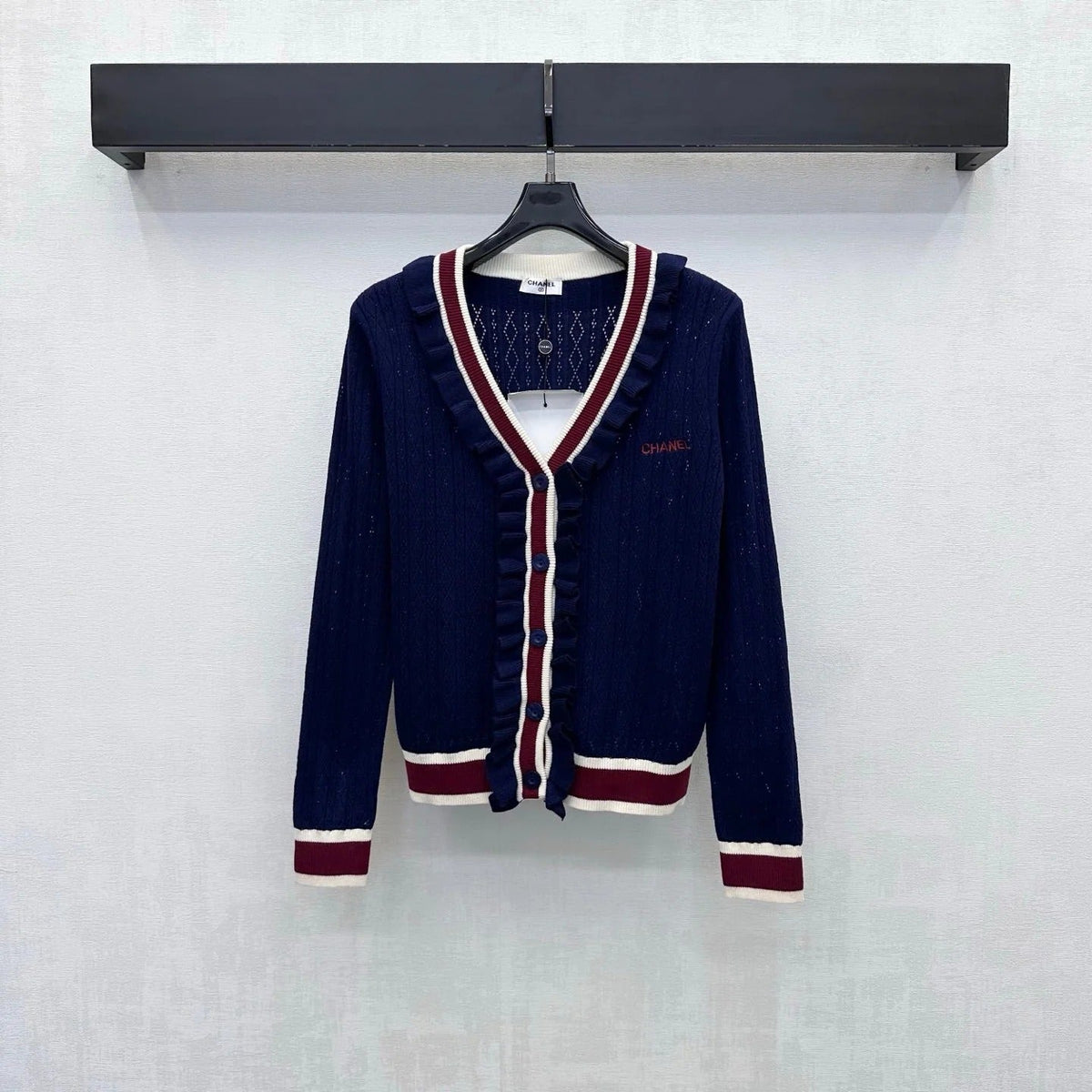 Chanel 2026 Knit Cardigan With Ruffled Trim Wool 426455