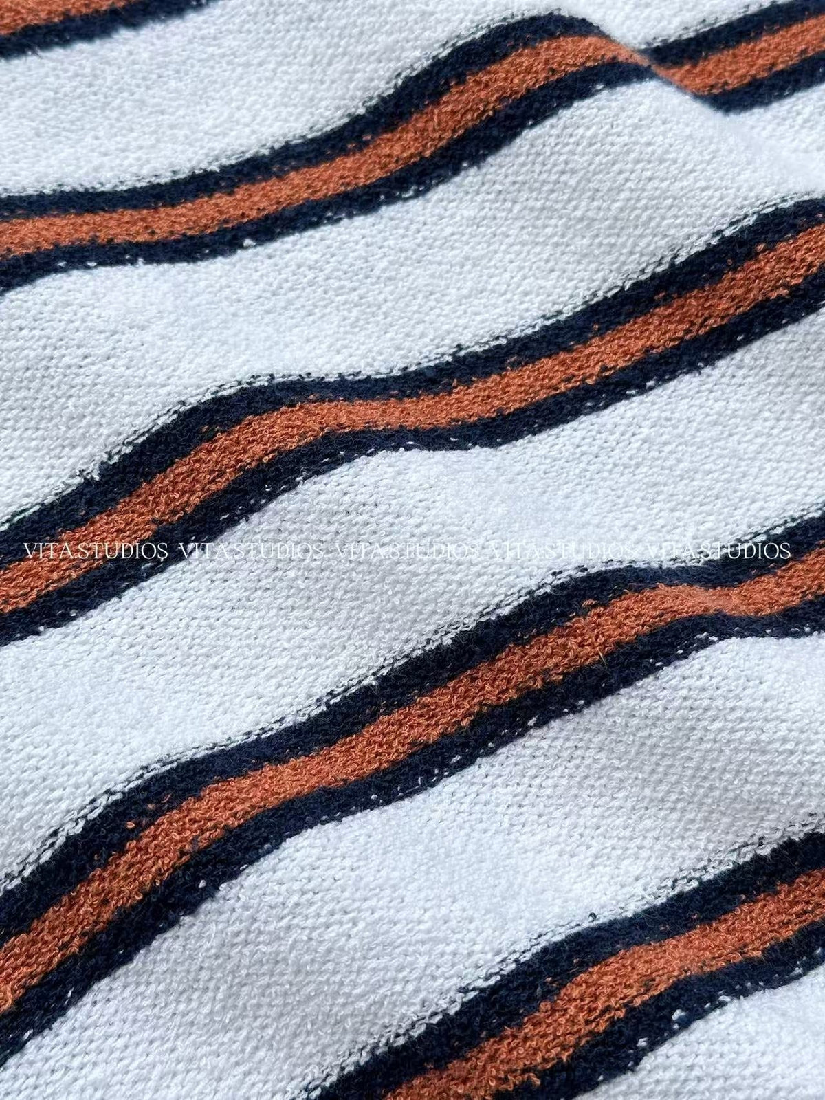 Chanel 26 Striped Polo Shirt White Brown in Cotton Boucle Yarn 285423