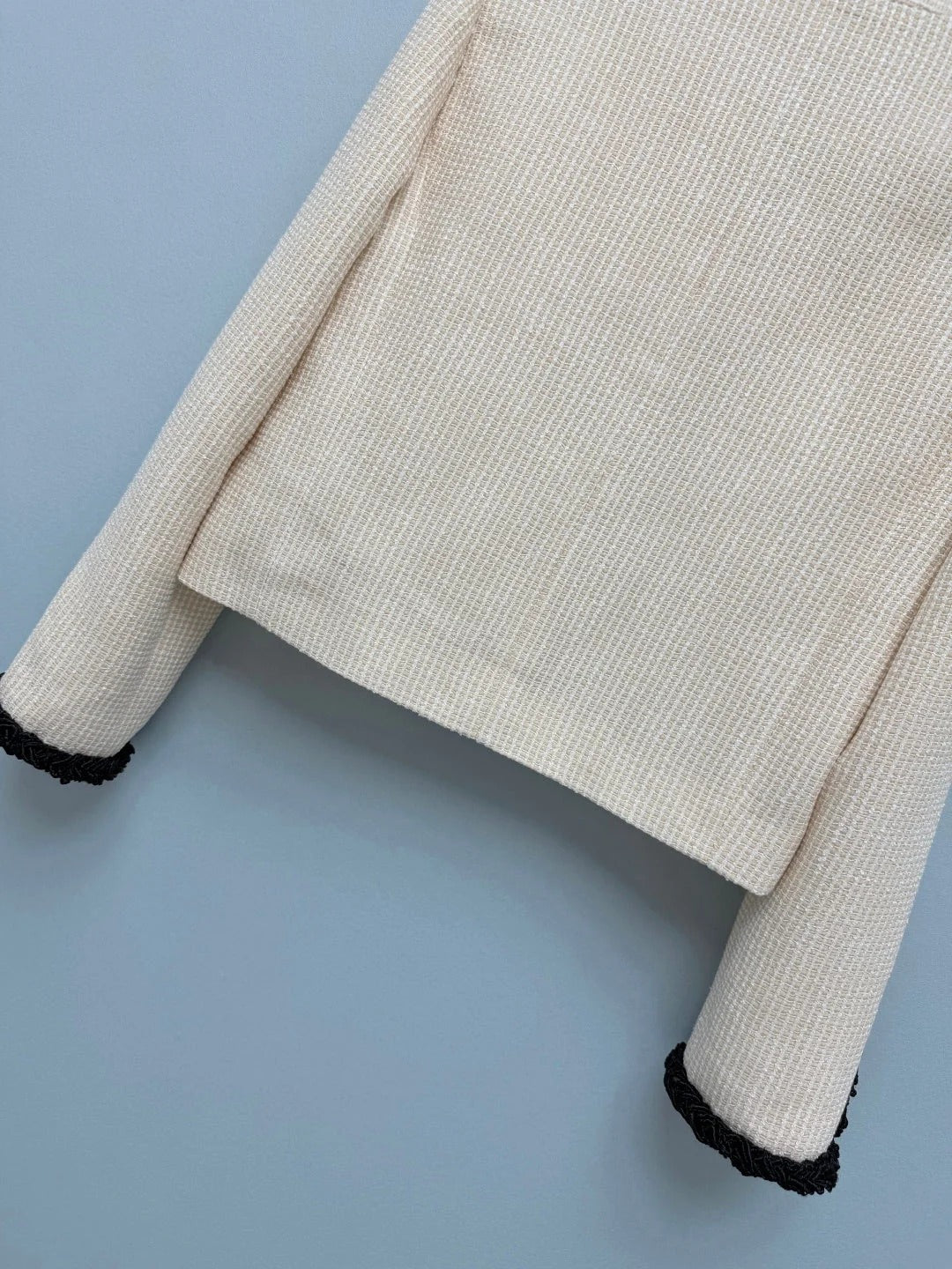 Chanel 2026 Jacket Cream Black Tweed Fabric 425022
