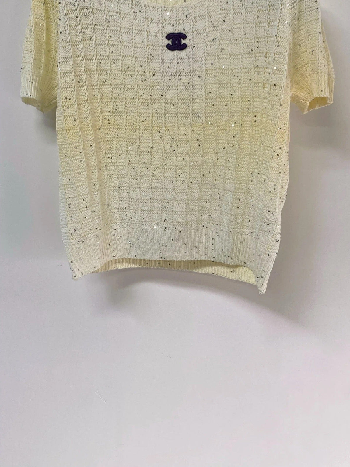 Chanel Short-Sleeve T-Shirt Light Yellow in Wool 283191