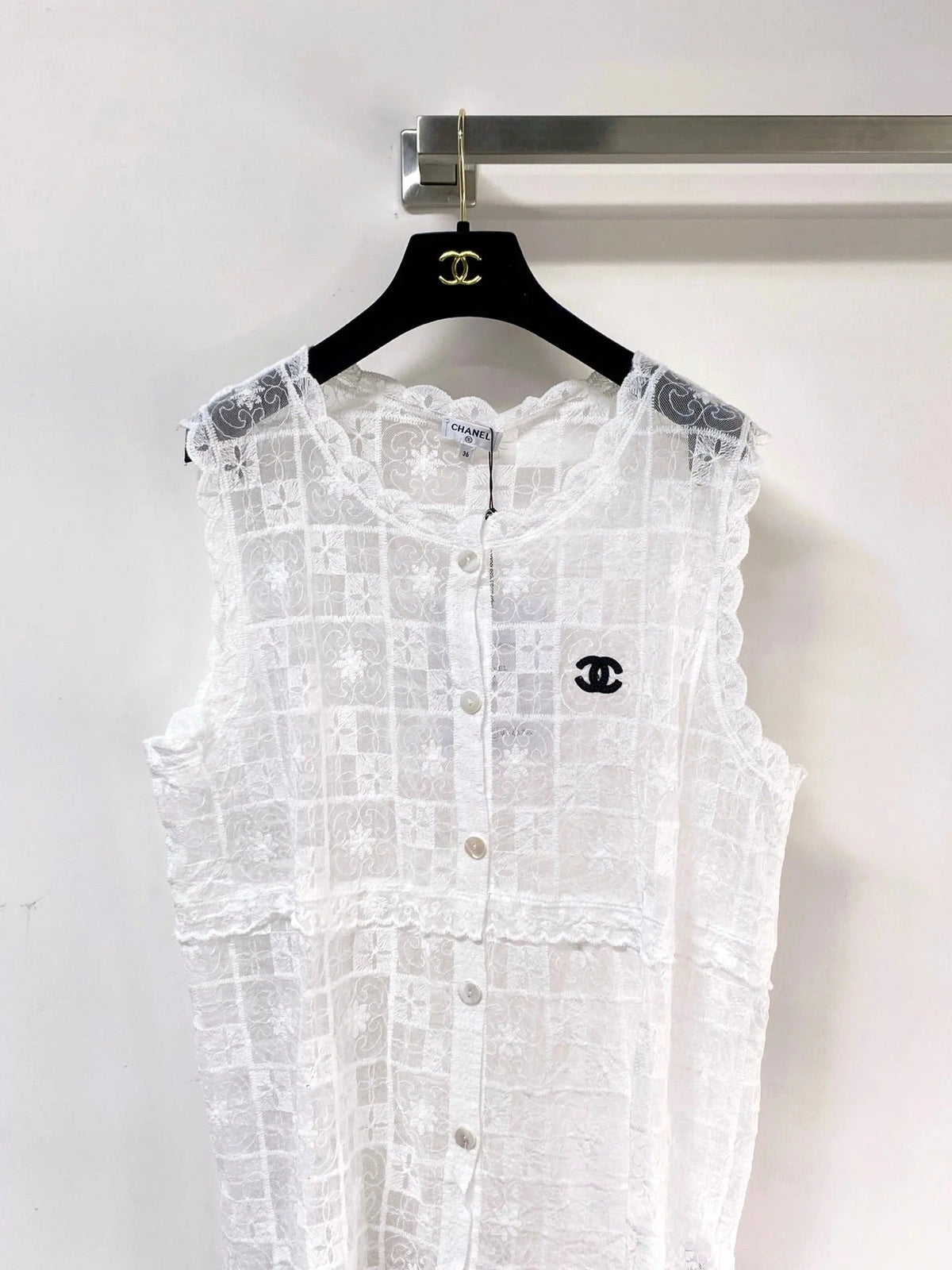Chanel Vest White in Nitrile Cotton 287128