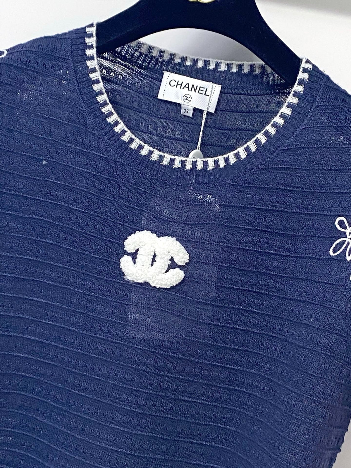 Chanel Short-Sleeve T-Shirt Navy Blue in Wool 305894