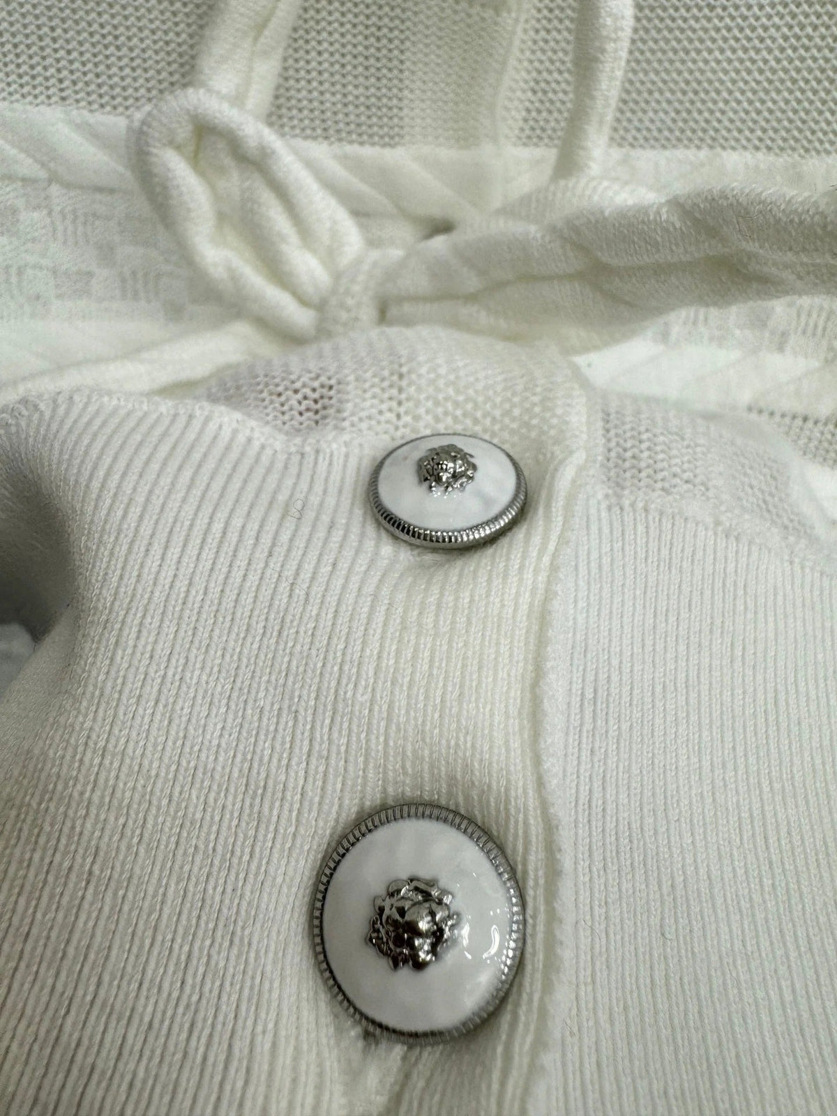 Chanel 2026 Cardigan Embellished With Bow White Wool 424712