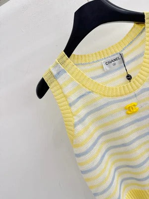 Chanel 2026 Striped Knit Vest Tencel Nylon 316878