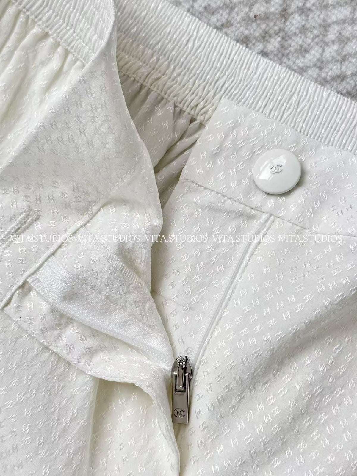 Chanel 26 Fishtail Skirt White in Silk 298864