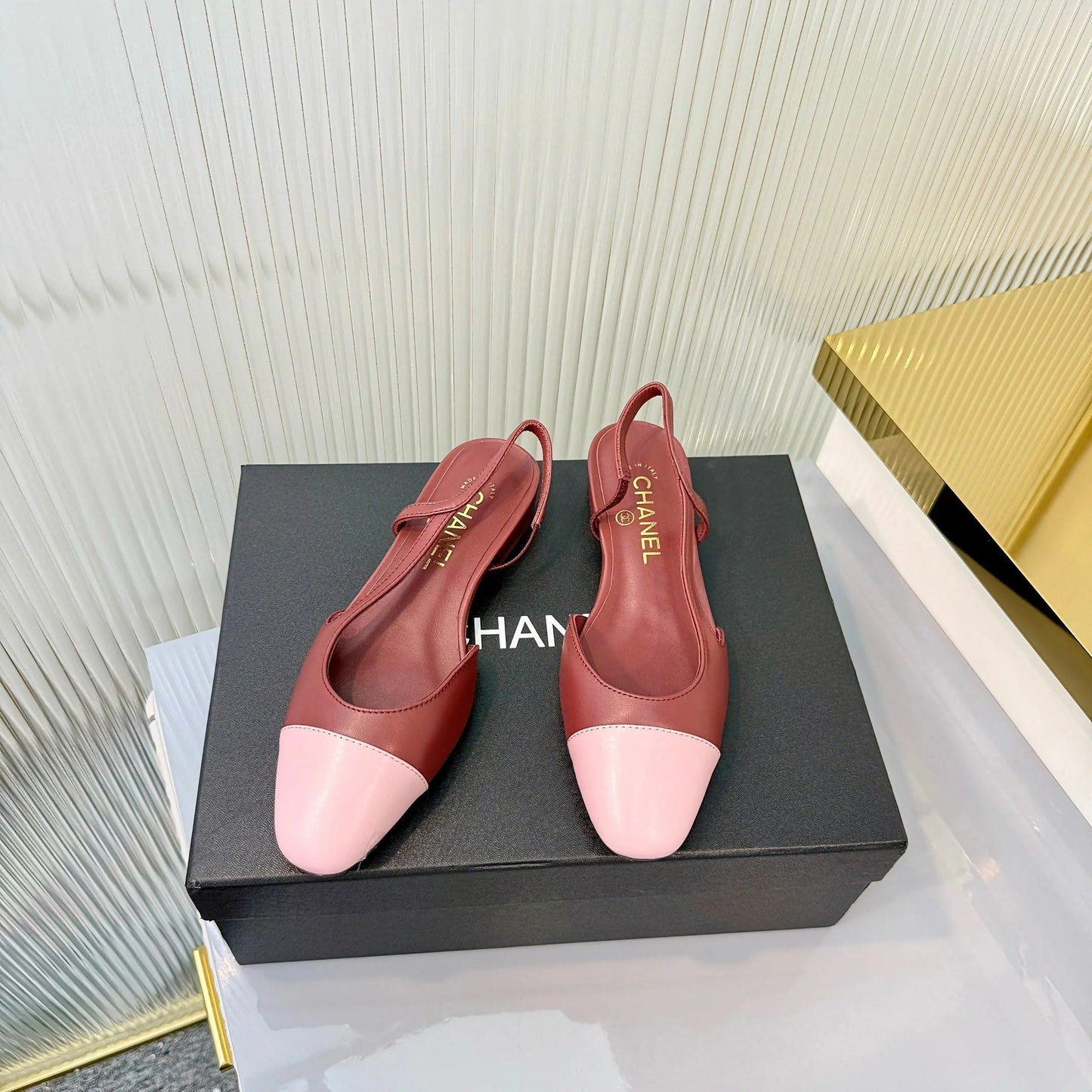 CC 26 Slingback Flat Red Pink Lambskin 714025