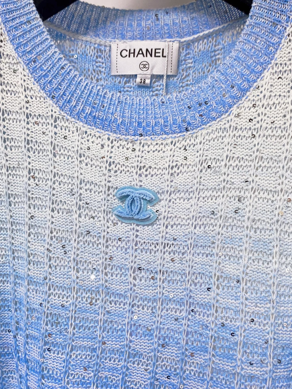 Chanel Short-Sleeve T-Shirt Blue in Wool 283190