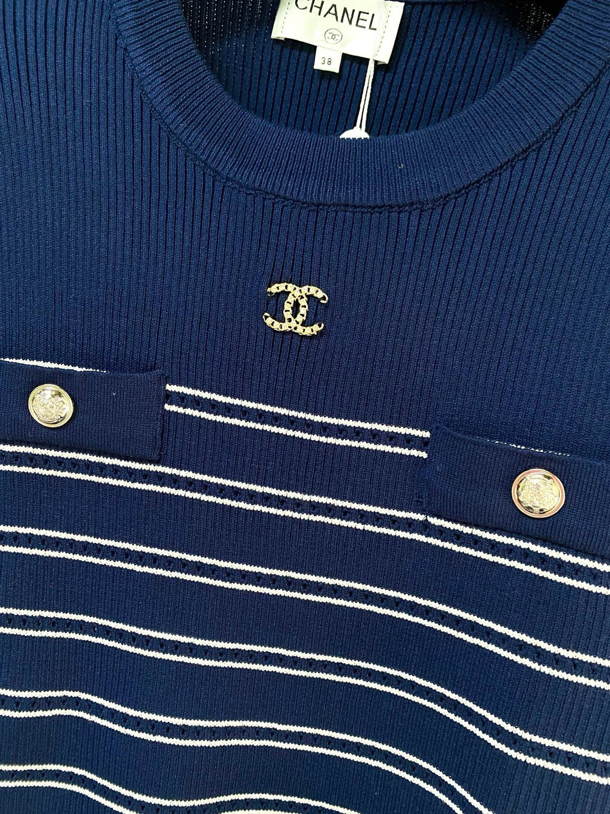 Chanel Short-Sleeve T-Shirt Navy Blue in Wool 287134