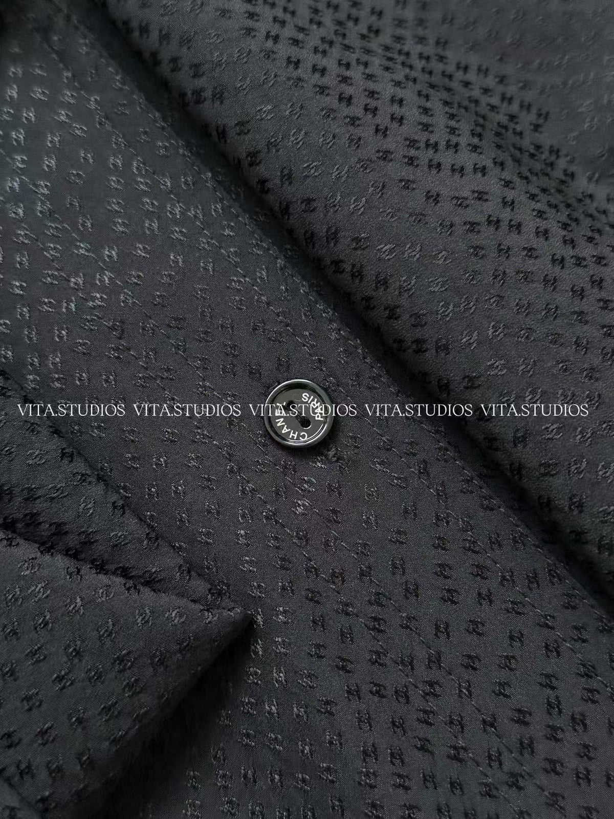 Chanel 26 Jacquard Shirt Black in Silk 298863