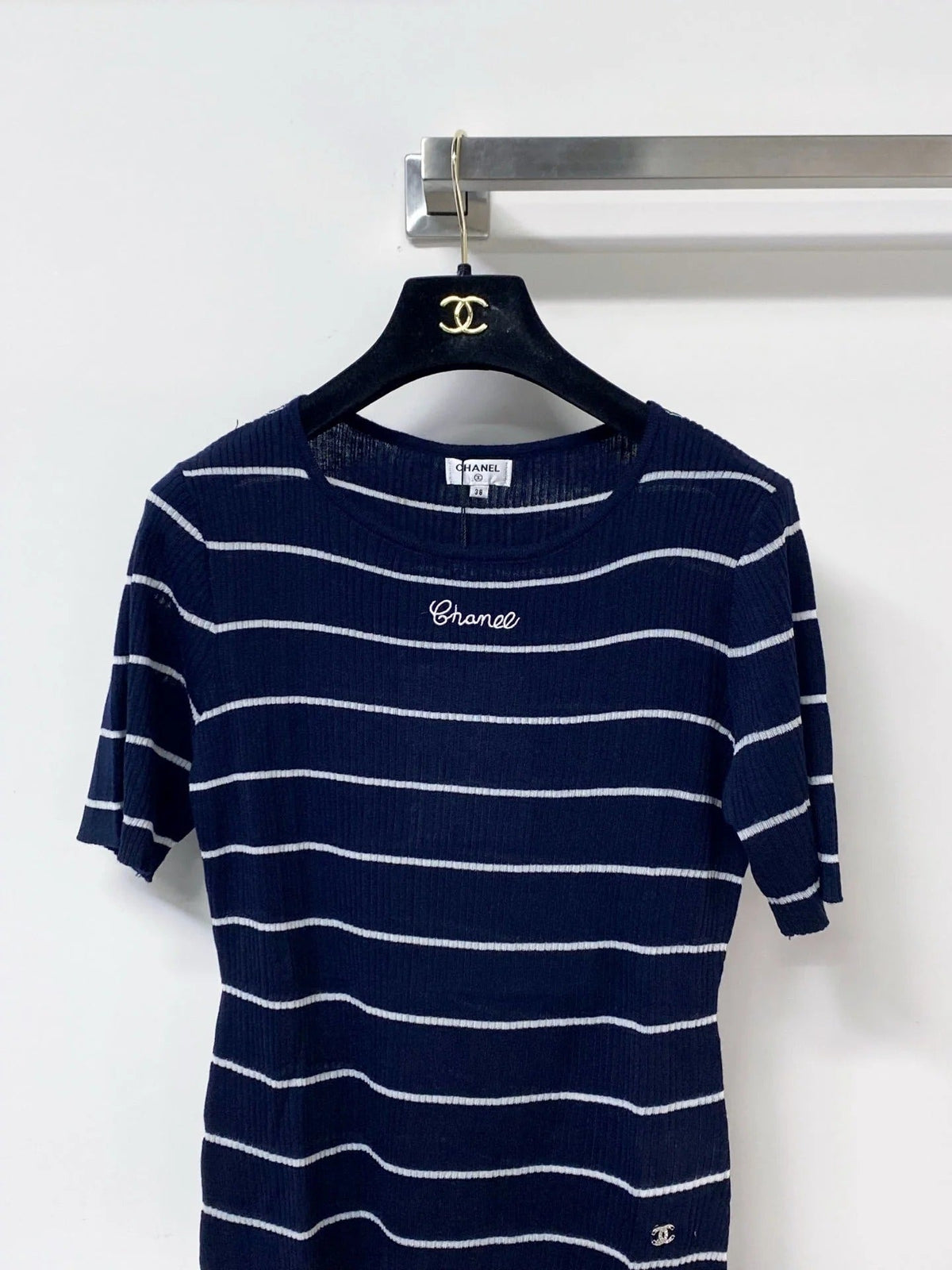 Chanel Short-Sleeve T-Shirt Navy Blue in Wool 305805