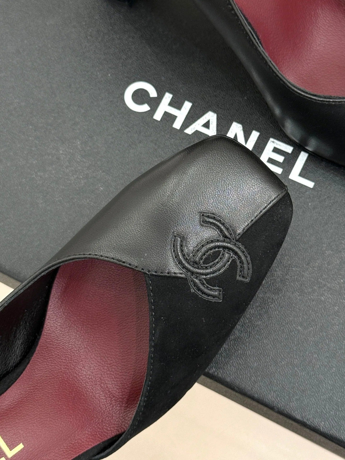 Chanel 26S Slingback 85mm Black in Cowhide Suede 706354