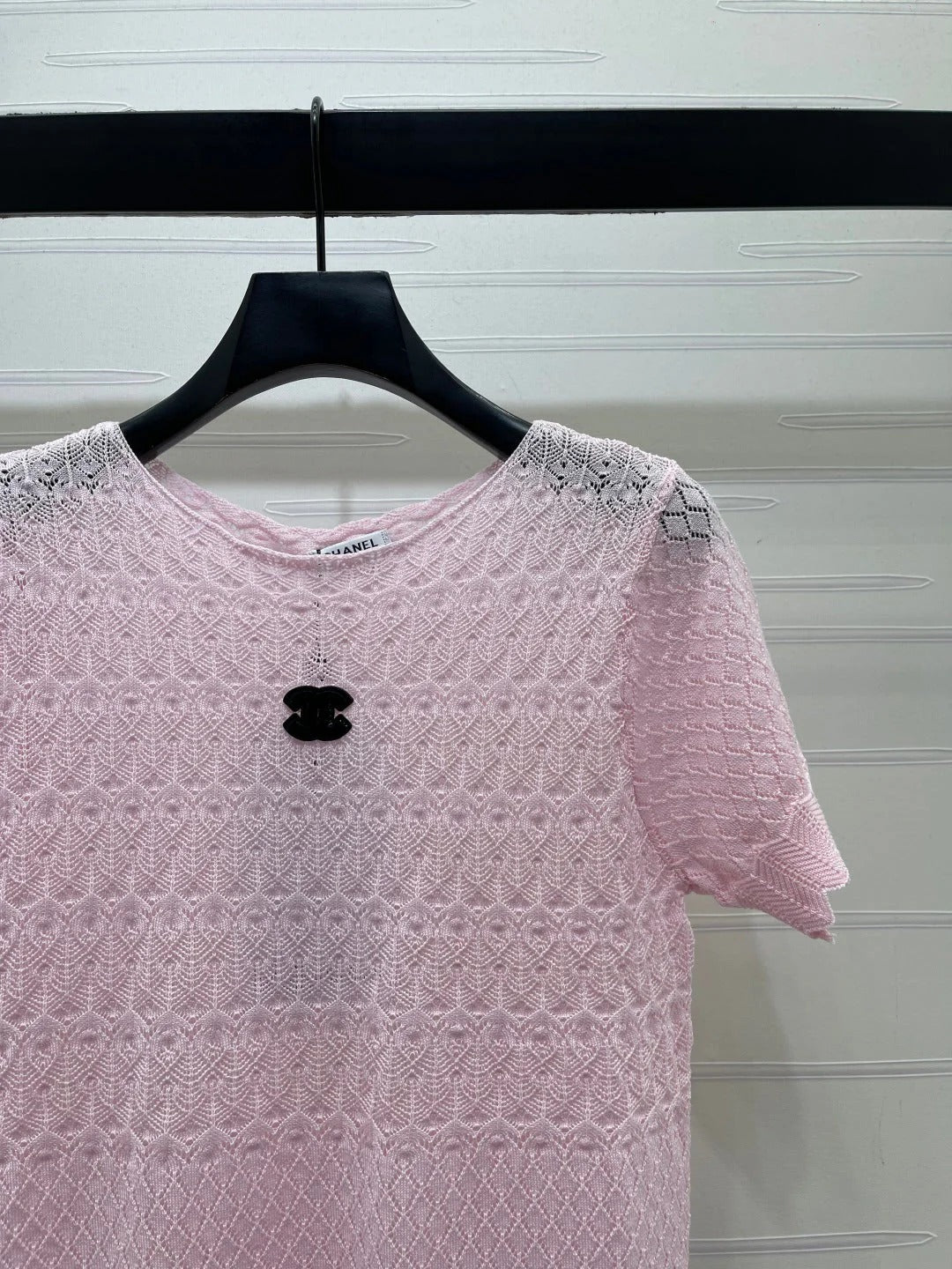 Chanel 2026 Double C Logo Knit Short-sleeved Shirt 380703