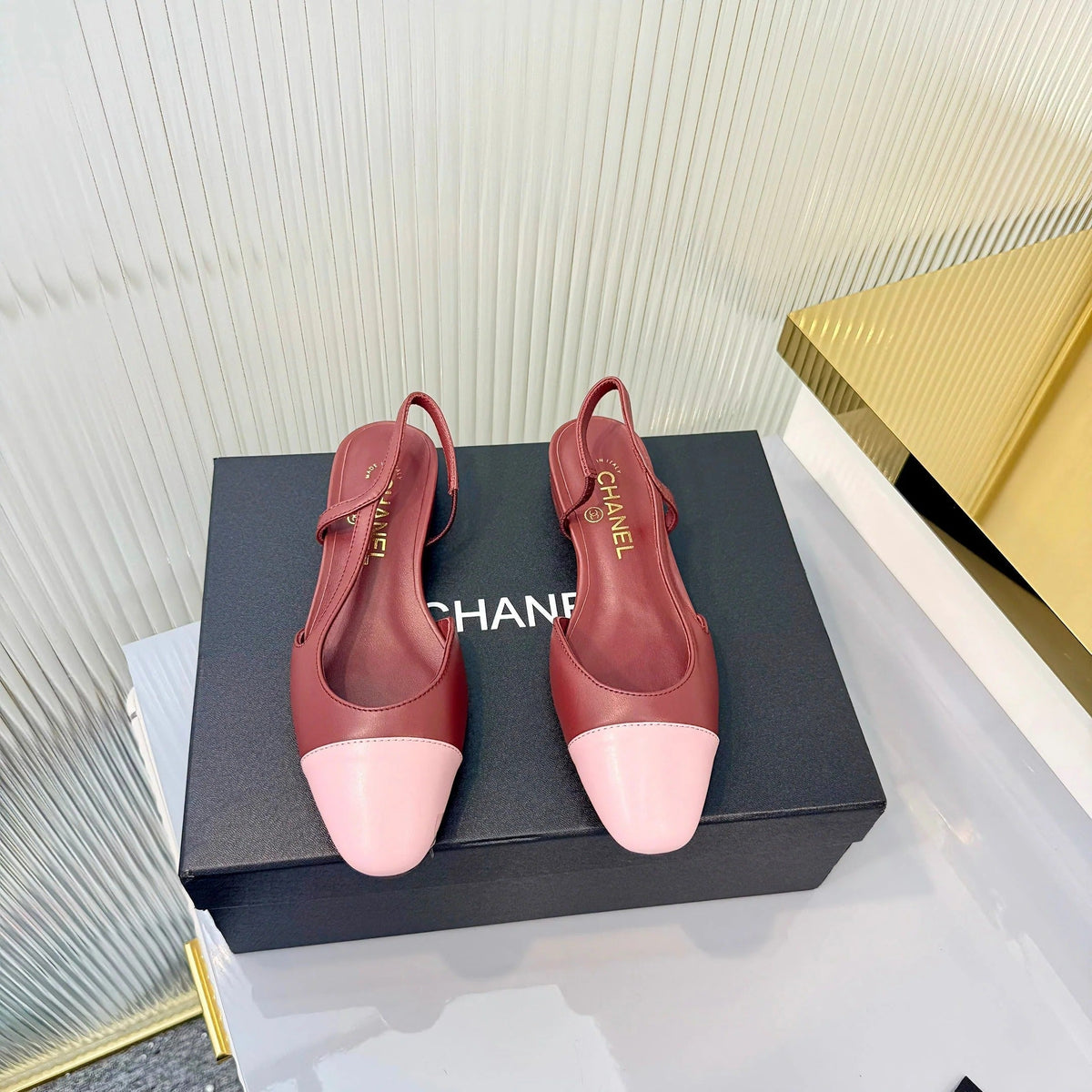 CC 26 Slingback Flat Red Pink Lambskin 714025