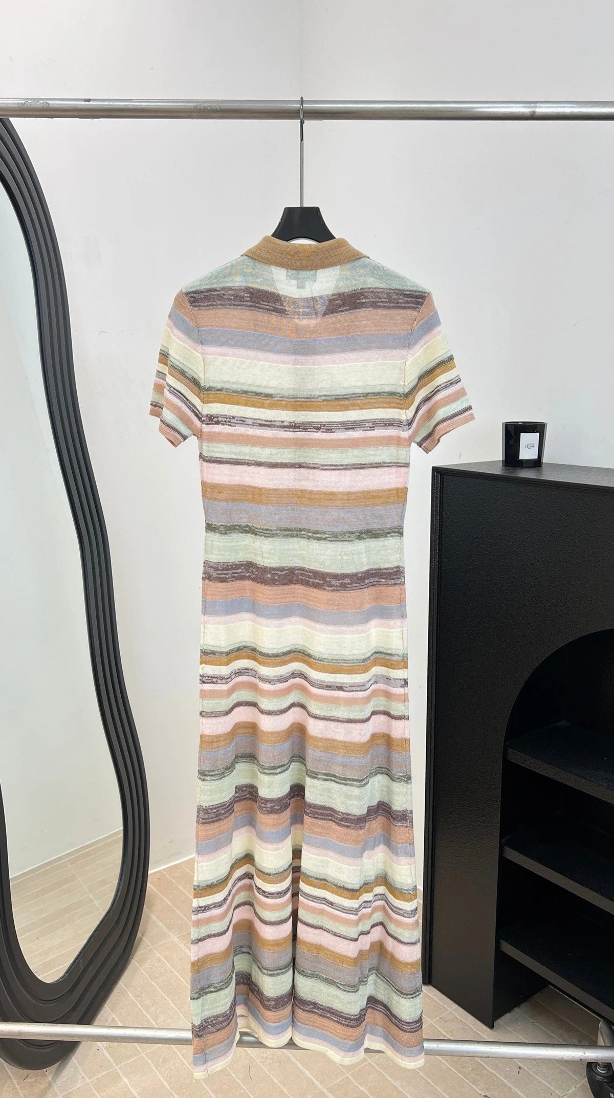 Chanel 2026 Rainbow Striped Knit Dress Cotton 626203