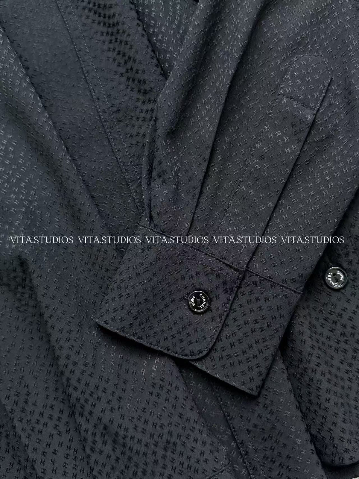 Chanel 26 Jacquard Shirt Black in Silk 298863
