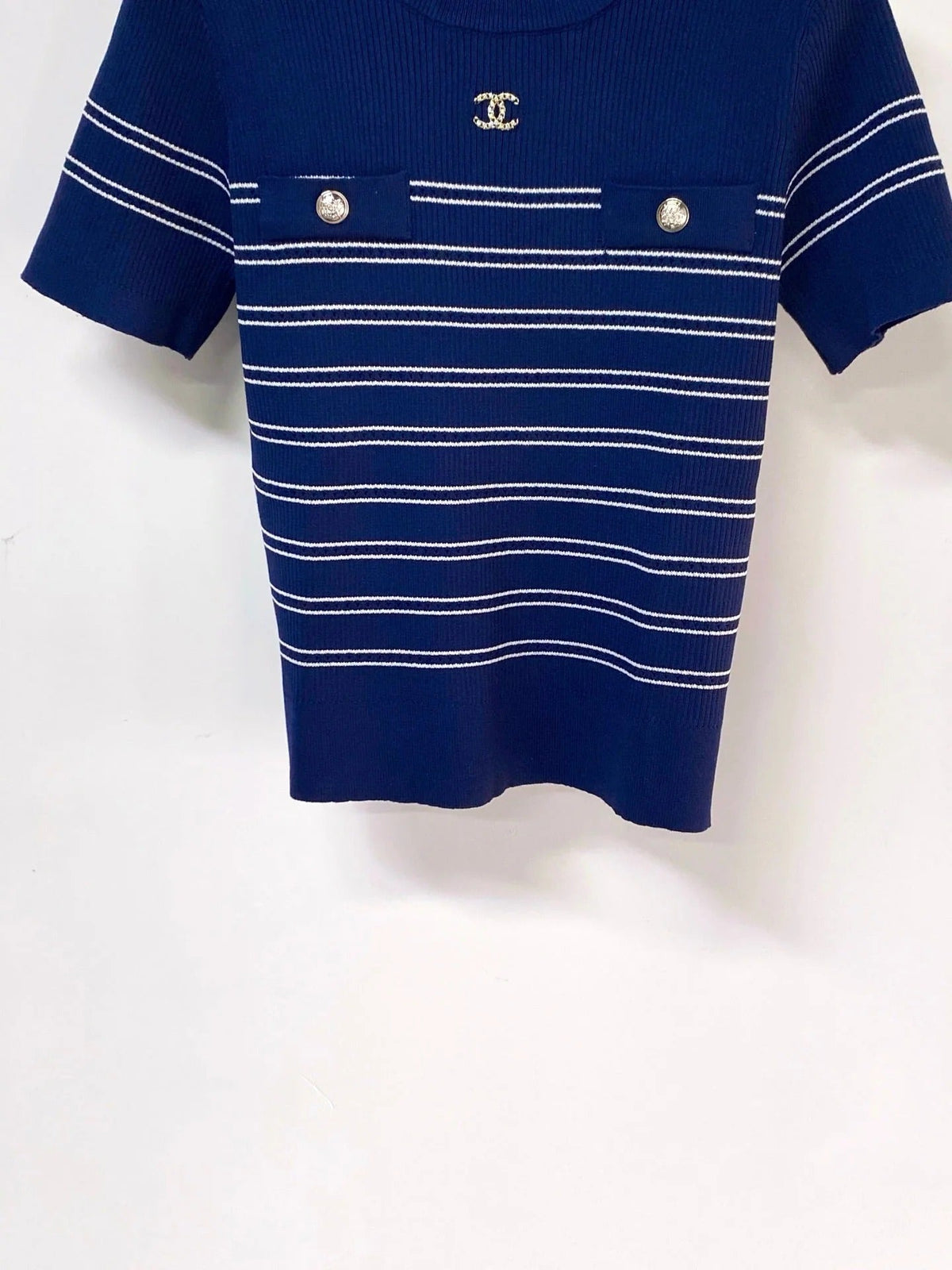 Chanel Short-Sleeve T-Shirt Navy Blue in Wool 287134