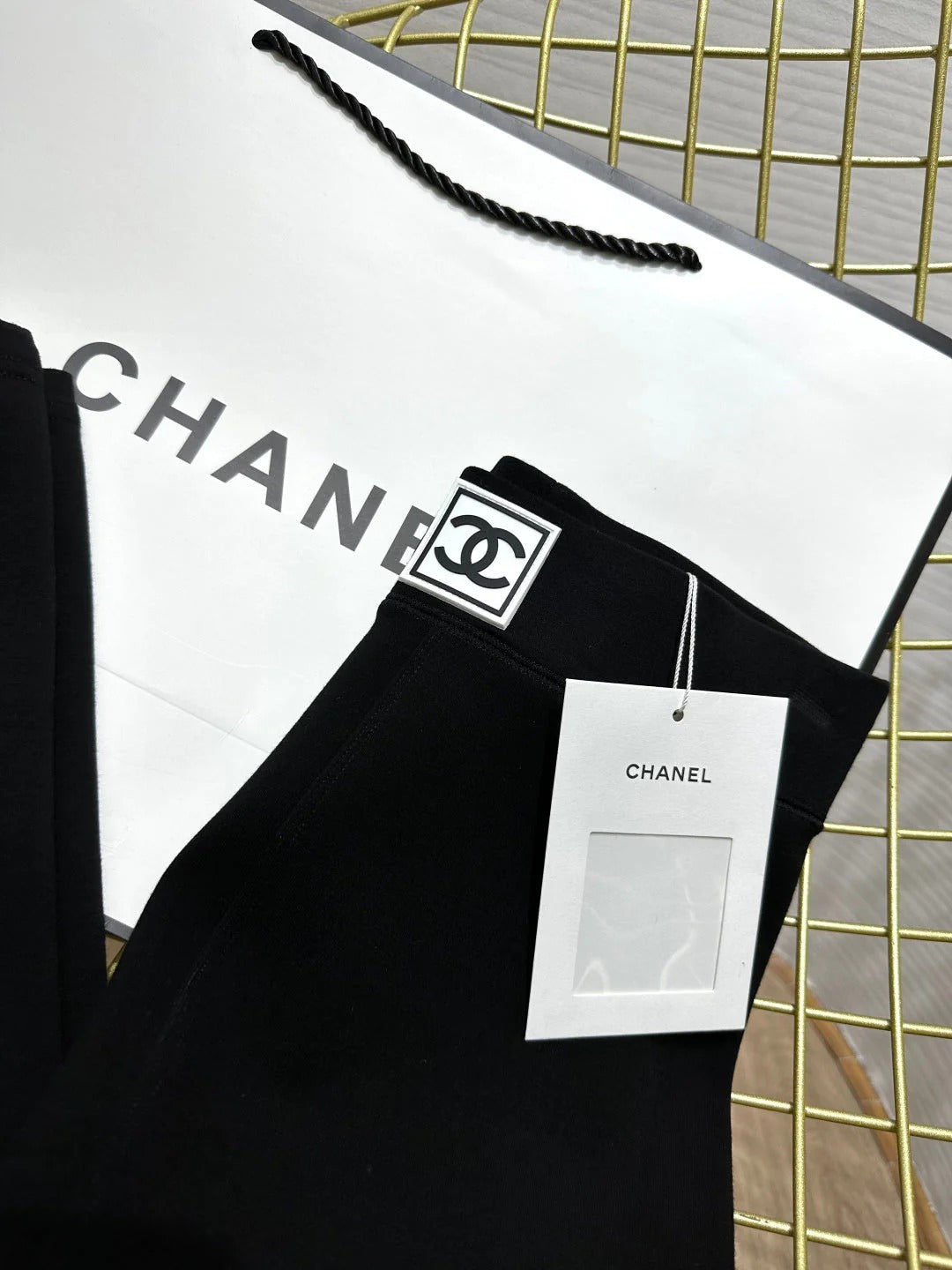 Chanel Black Leggings in Baby Velvet 276220