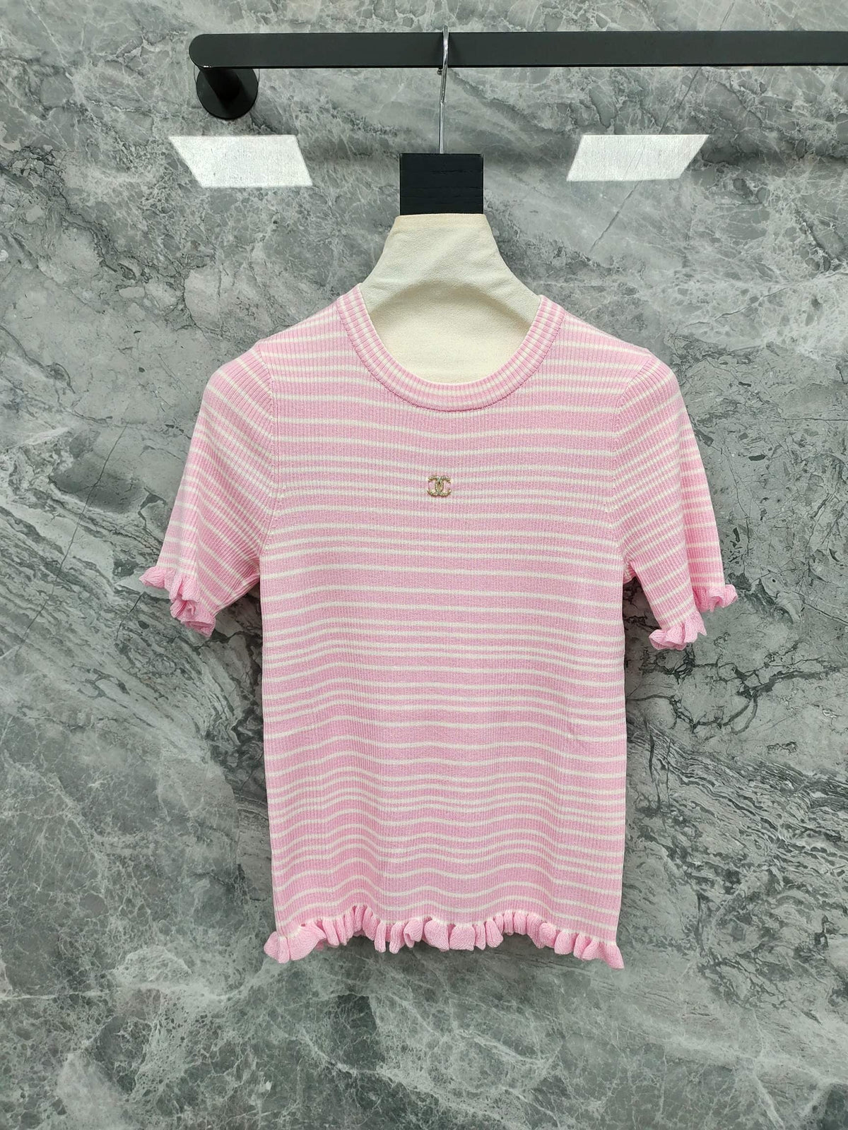 Chanel 2026 Two-tone Short-sleeved Shirt Wool 367635
