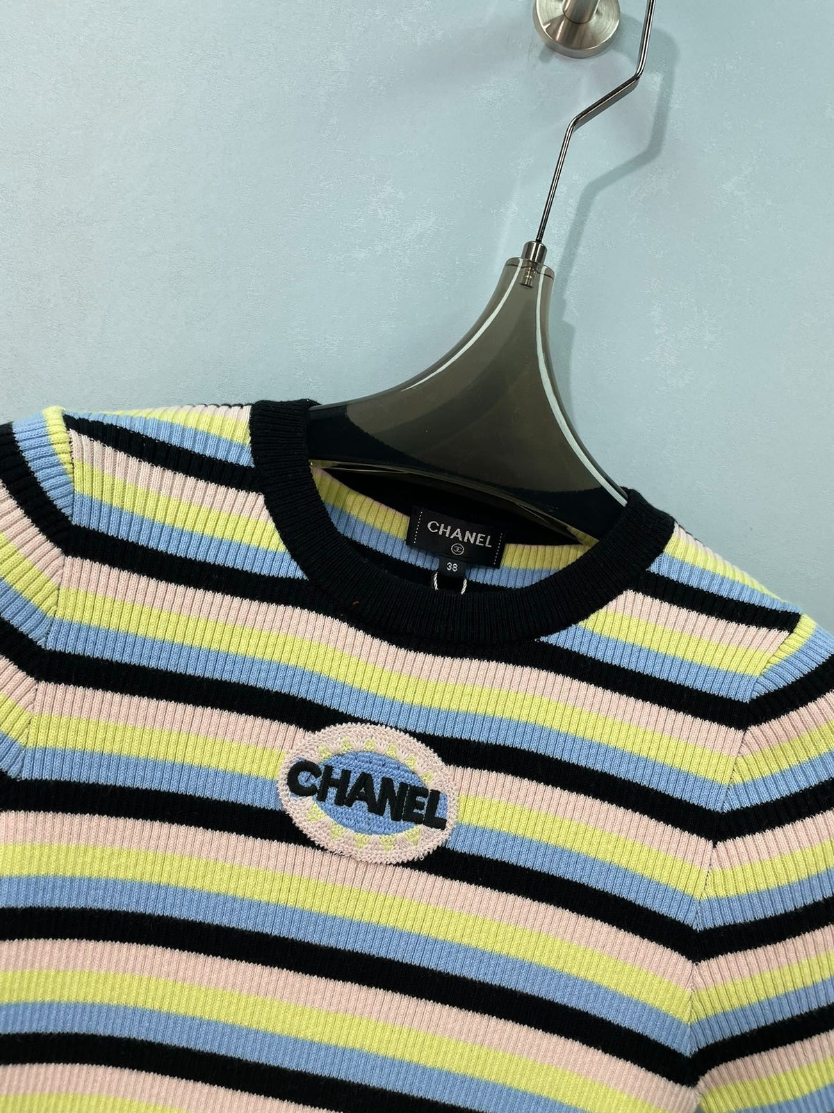 Chanel Short-sleeve Top Yellow Colorful in Cotton 273519