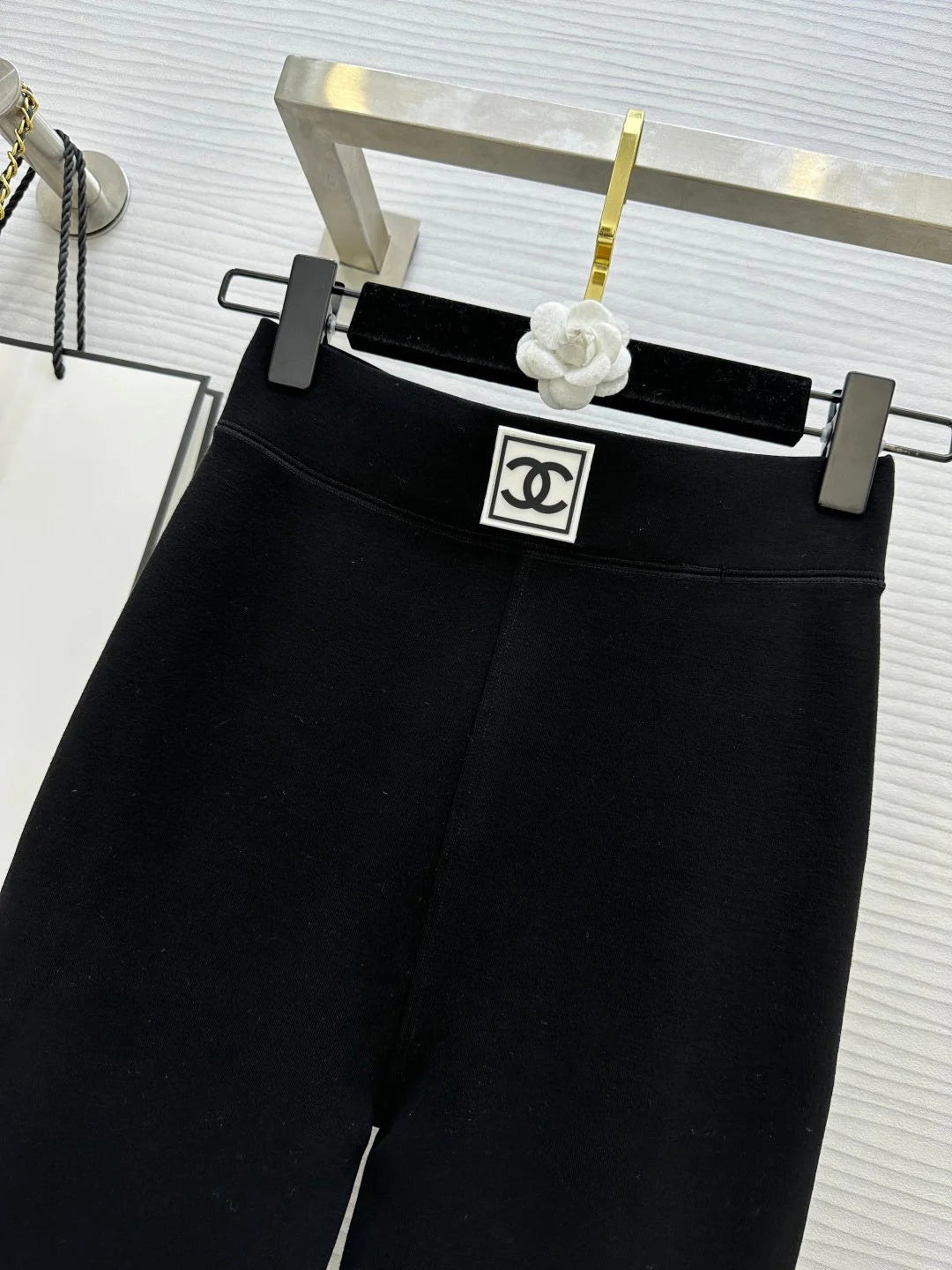 Chanel Black Leggings in Baby Velvet 276220