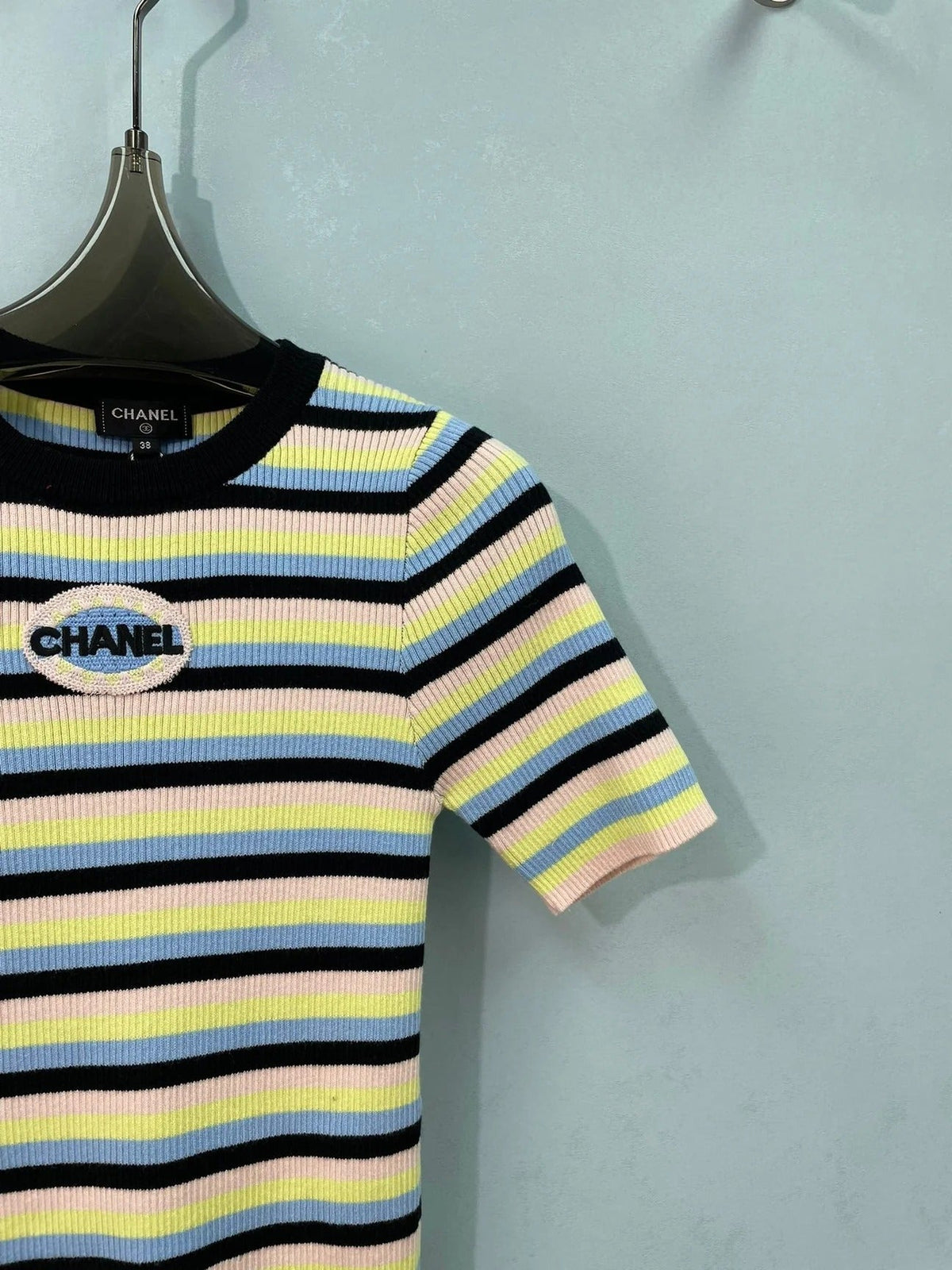 Chanel Short-sleeve Top Yellow Colorful in Cotton 273519
