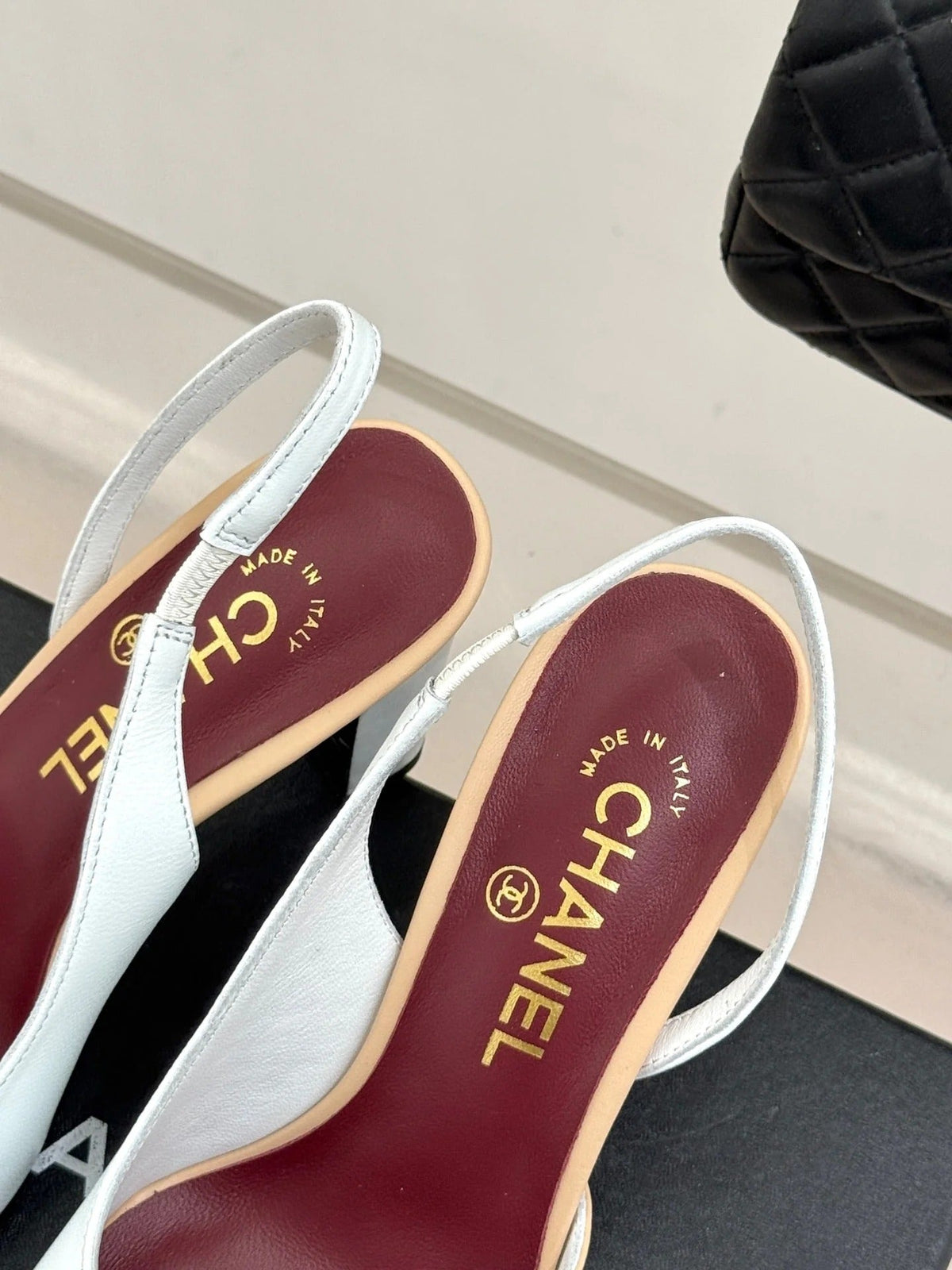 Chanel 26S Slingback 85mm Beige White in Cowhide 706355