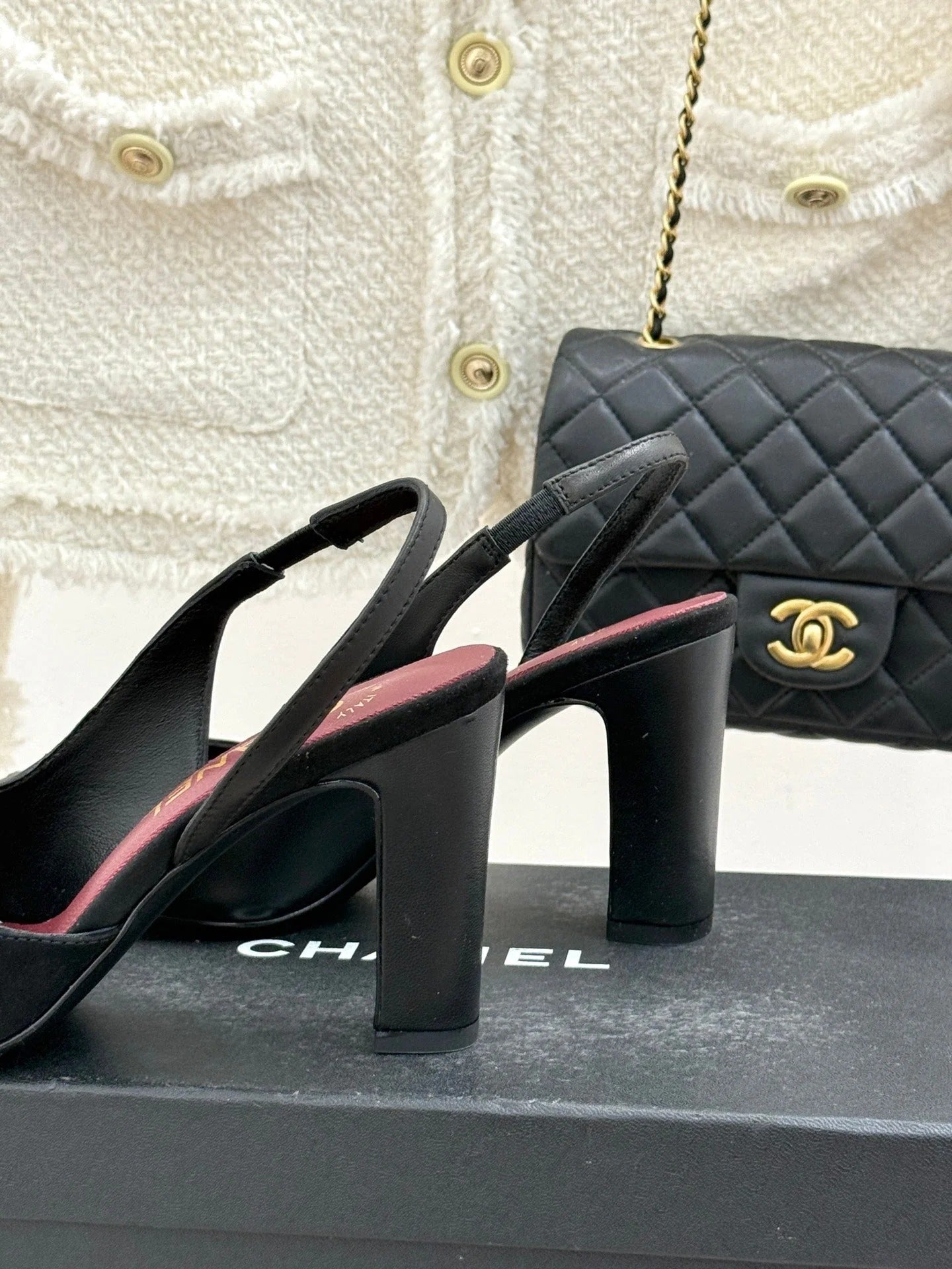 Chanel 26S Slingback 85mm Black in Cowhide Suede 706354