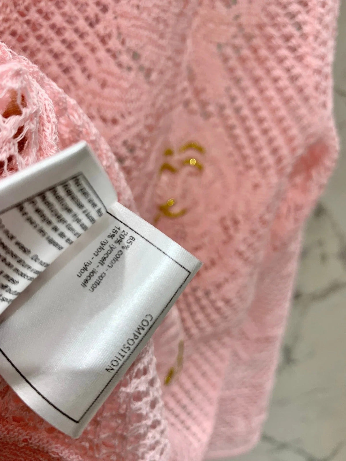 Chanel Embroidered Hollow-Out Cardigan Pink in Cotton 298308