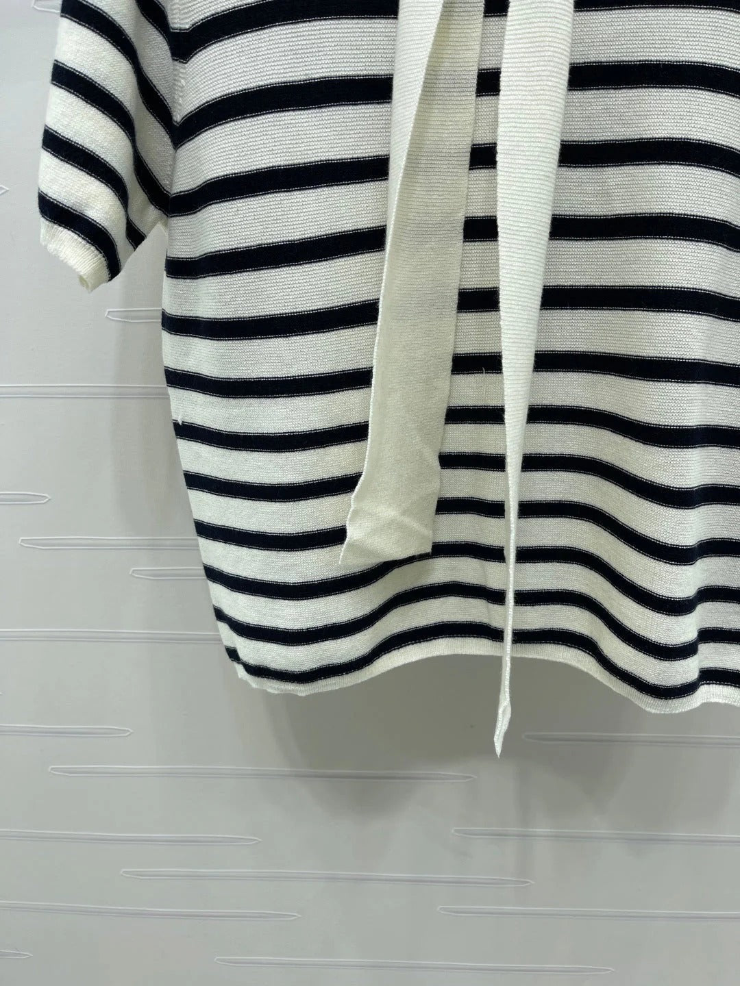 Chanel 2026 Shawl-Style Striped Knit Short-Sleeve Top Viscose 677747