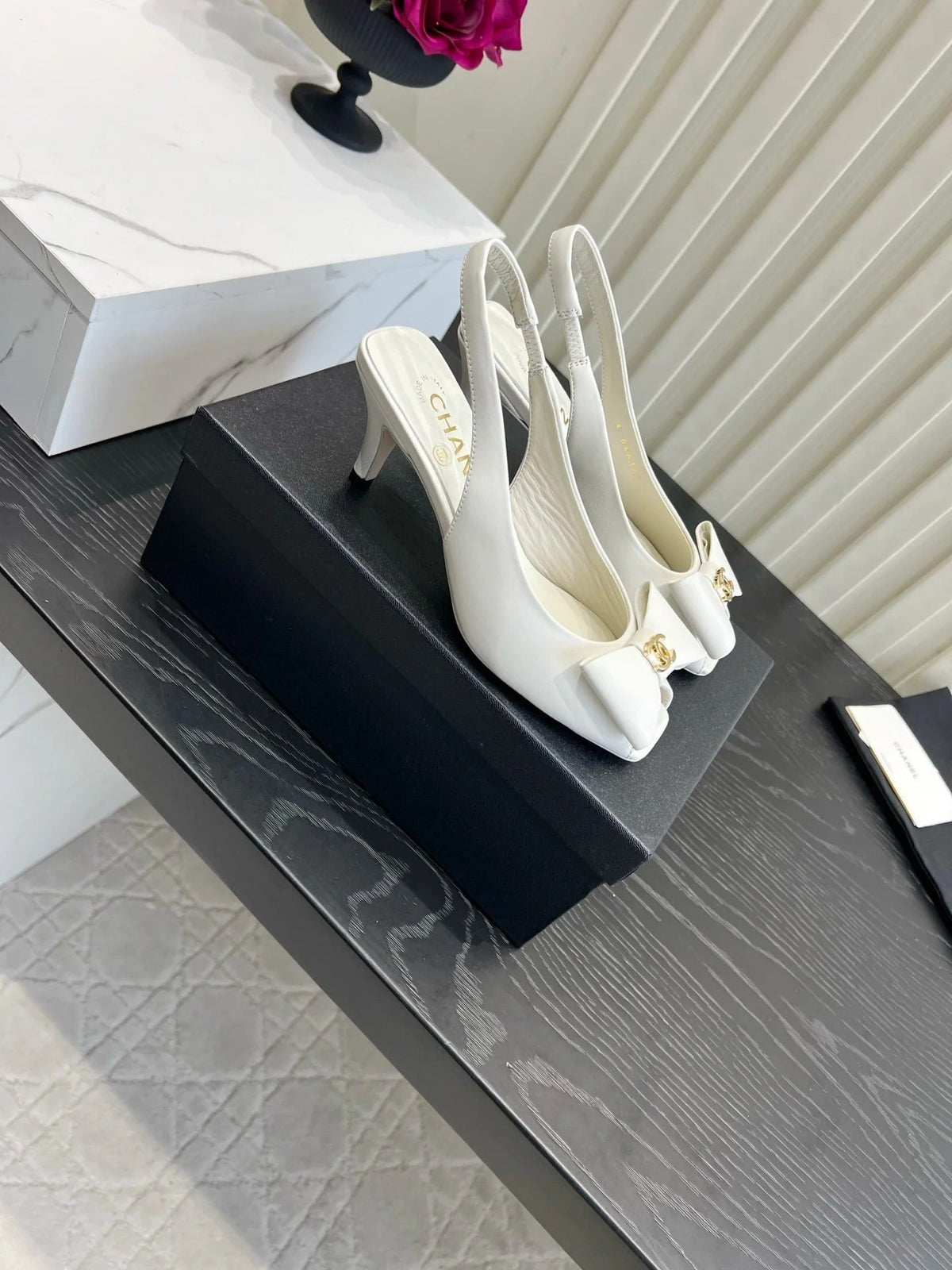 Chanel 2026 Bow-Tie Slingback 60mm Suede Sheepskin 977148