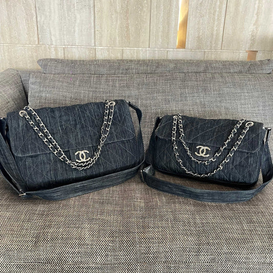 Chanel 2026 Stretch Spirit Messenger Bag Black Denim