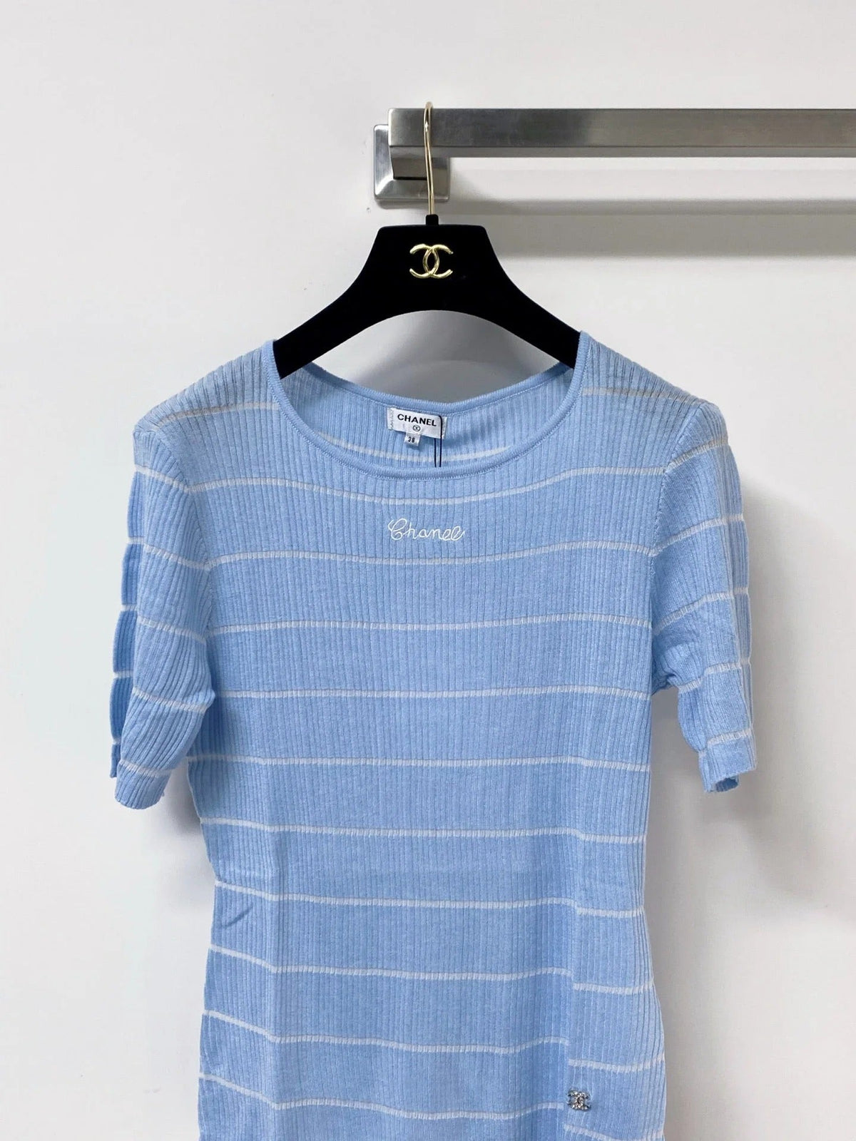 Chanel Short-Sleeve T-Shirt Blue in Wool 305806