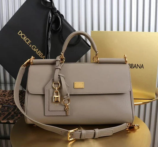 Dolce & Gabbana 2026 My Sicily Bag 20cm Taupe Calfskin