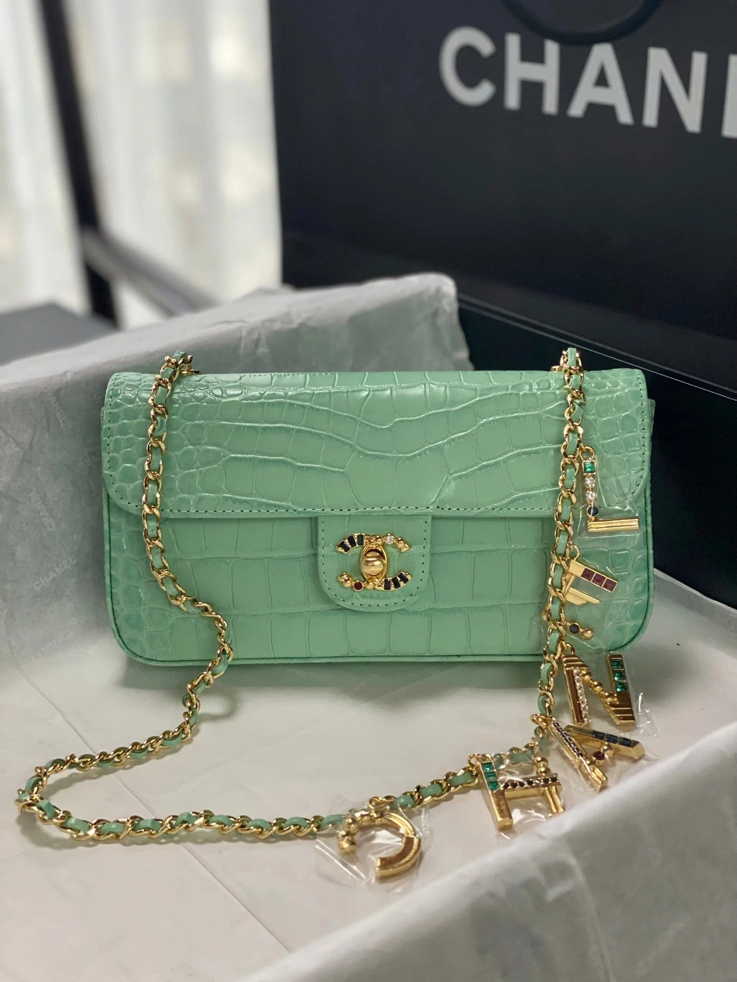 Chane 2026 Gemstone-encrusted Double-C Bag 22cm Calfskin