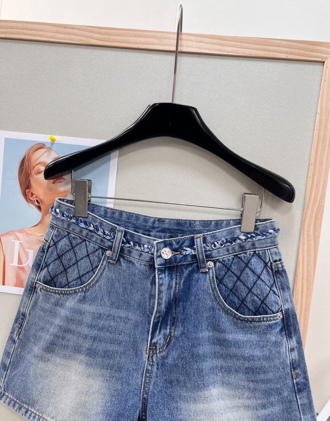 Chanel 26 Straight-leg A-line Shorts Blue in Cotton 305585