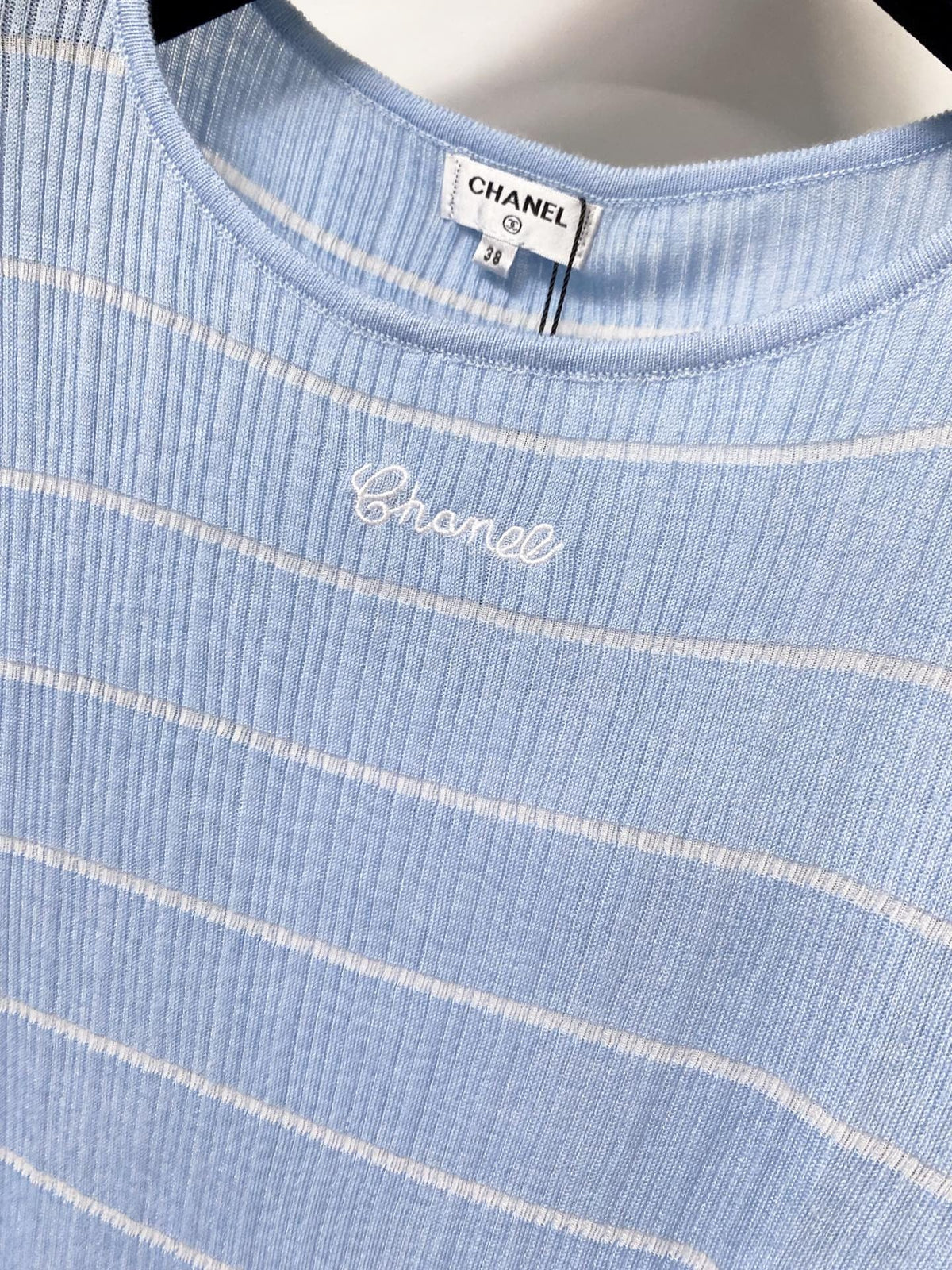 Chanel Short-Sleeve T-Shirt Blue in Wool 305806