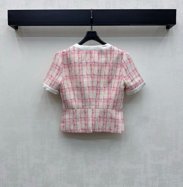 Chanel 2026 Plaid Set Pink White Polyester 314958