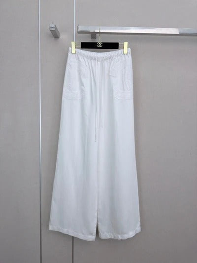 Chanel 2026 Denim Wide-leg Pants With Openwork Floral Cotton 358402