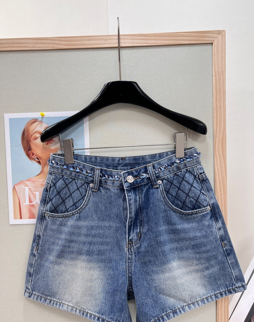 Chanel 26 Straight-leg A-line Shorts Blue in Cotton 305585