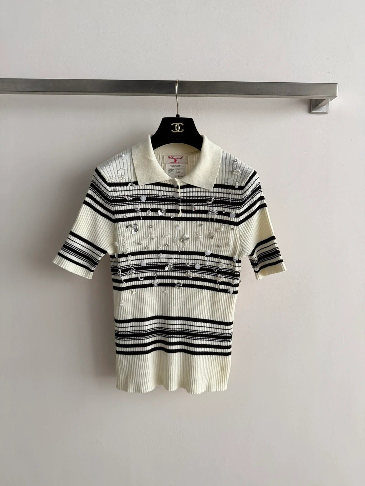 Chanel 2026 Striped Knit Polo Shirt Cashmere 166849